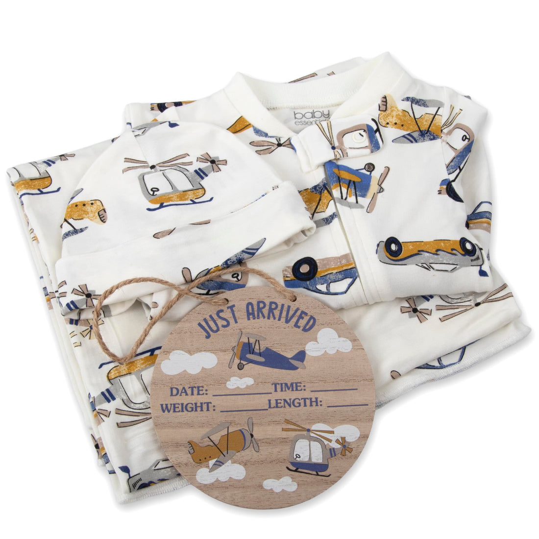 Newborn Baby 4 Piece Coming Home Outfit Gift Set – Footie Sleeper, Blanket, Headband & Ornament for Boys & Girls