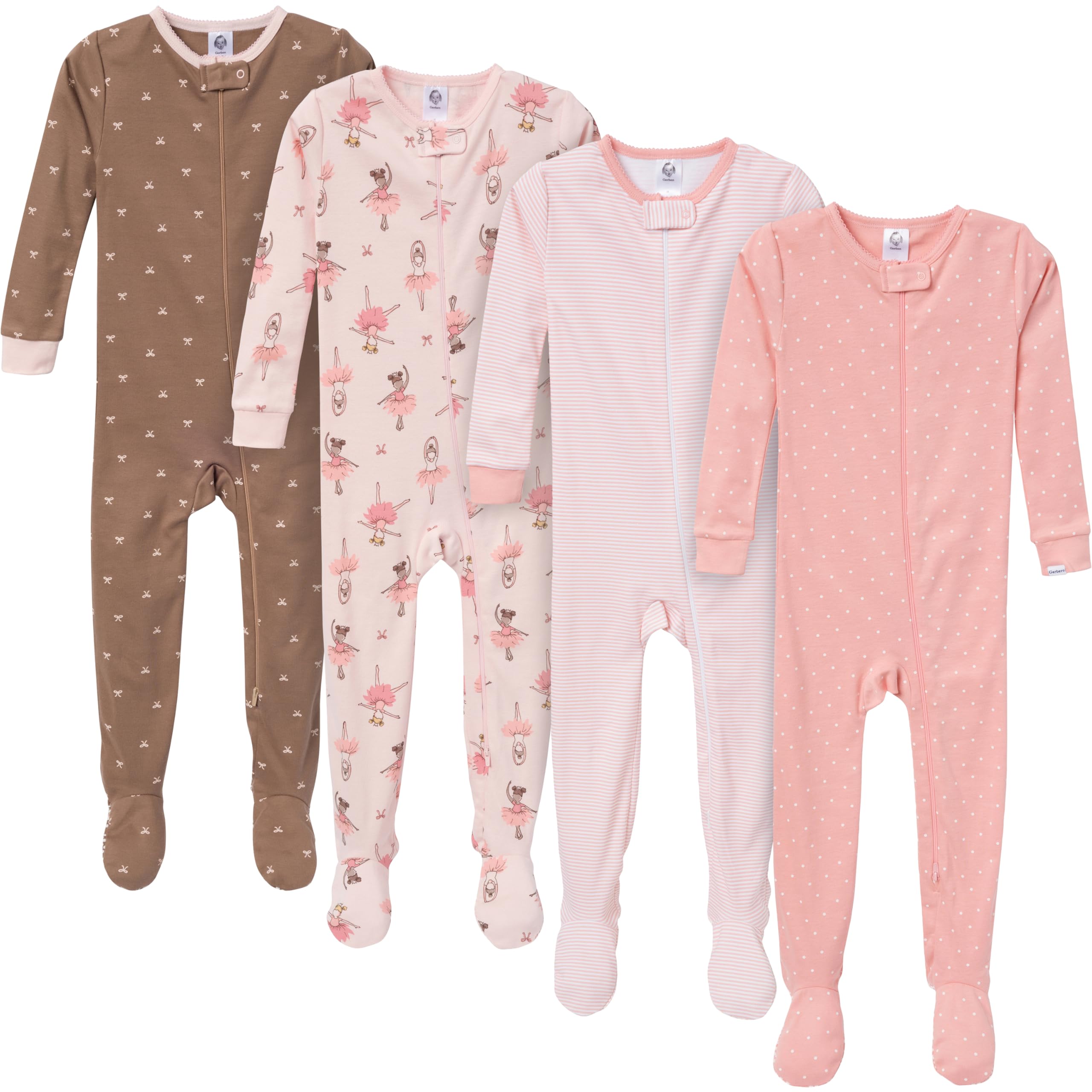 Gerber Baby Girls 4-pack Footed Pajamas