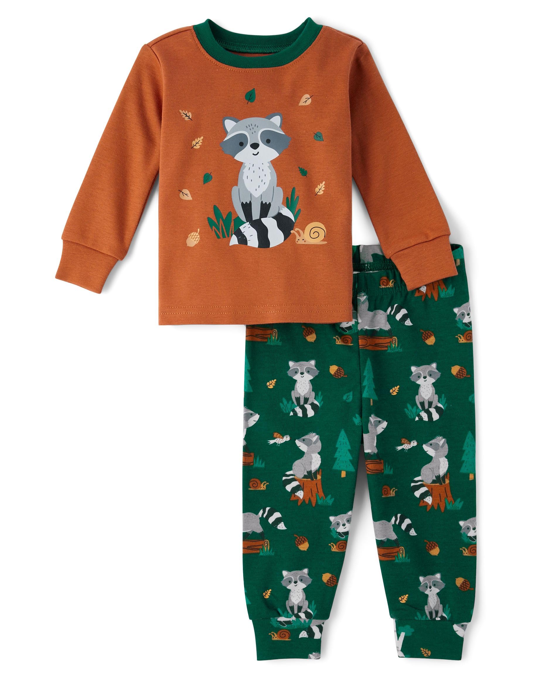 The Children's Place baby boys Button Long Sleeve Top and Pants Snug Fit 100% Cotton 2 Piece Pajama Set