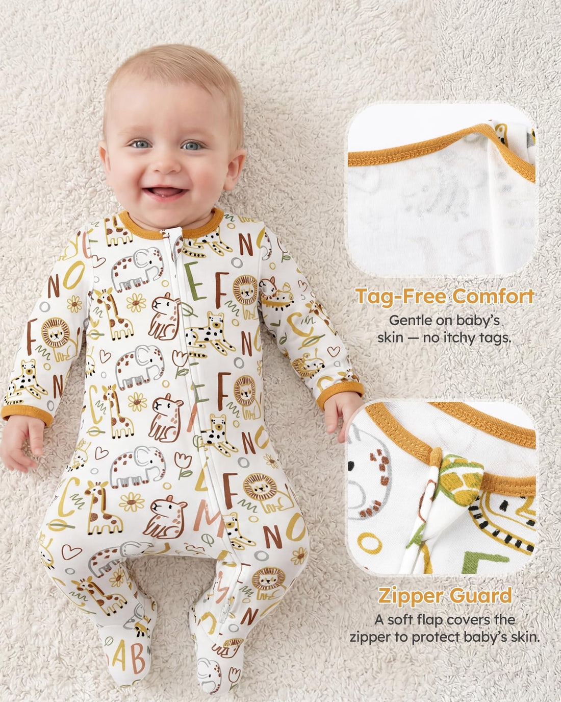 Baby Sleepers 3Pcs 100% Cotton Pajamas for Newborn 0-3 3-6 6-9 Months Boys Girls Clothes Sleep 'N Play Footed PJs