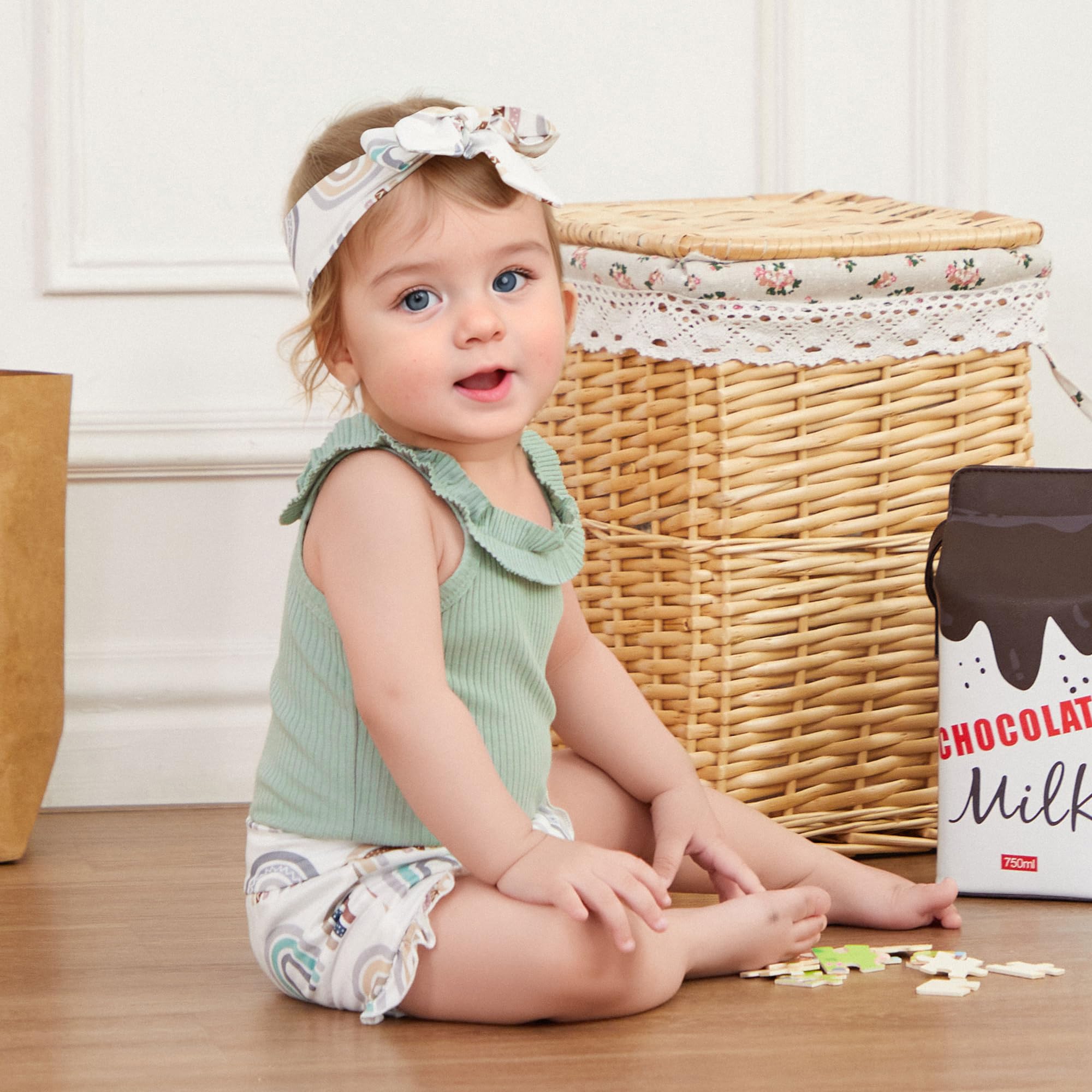 Newborn Baby Girl Summer Clothes Boho Infant Sleeveless Romper Bodysuit Shorts Headband 3Pcs Outfits WEBE CLOTHING