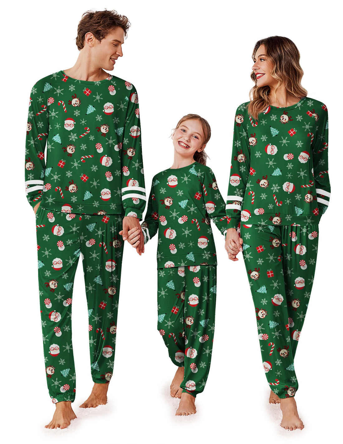 Ekouaer Family Christmas Pajamas Matching Sets Long Sleeve Couple Pjs Holiday Sleepwear Soft Loungewear with Pockets