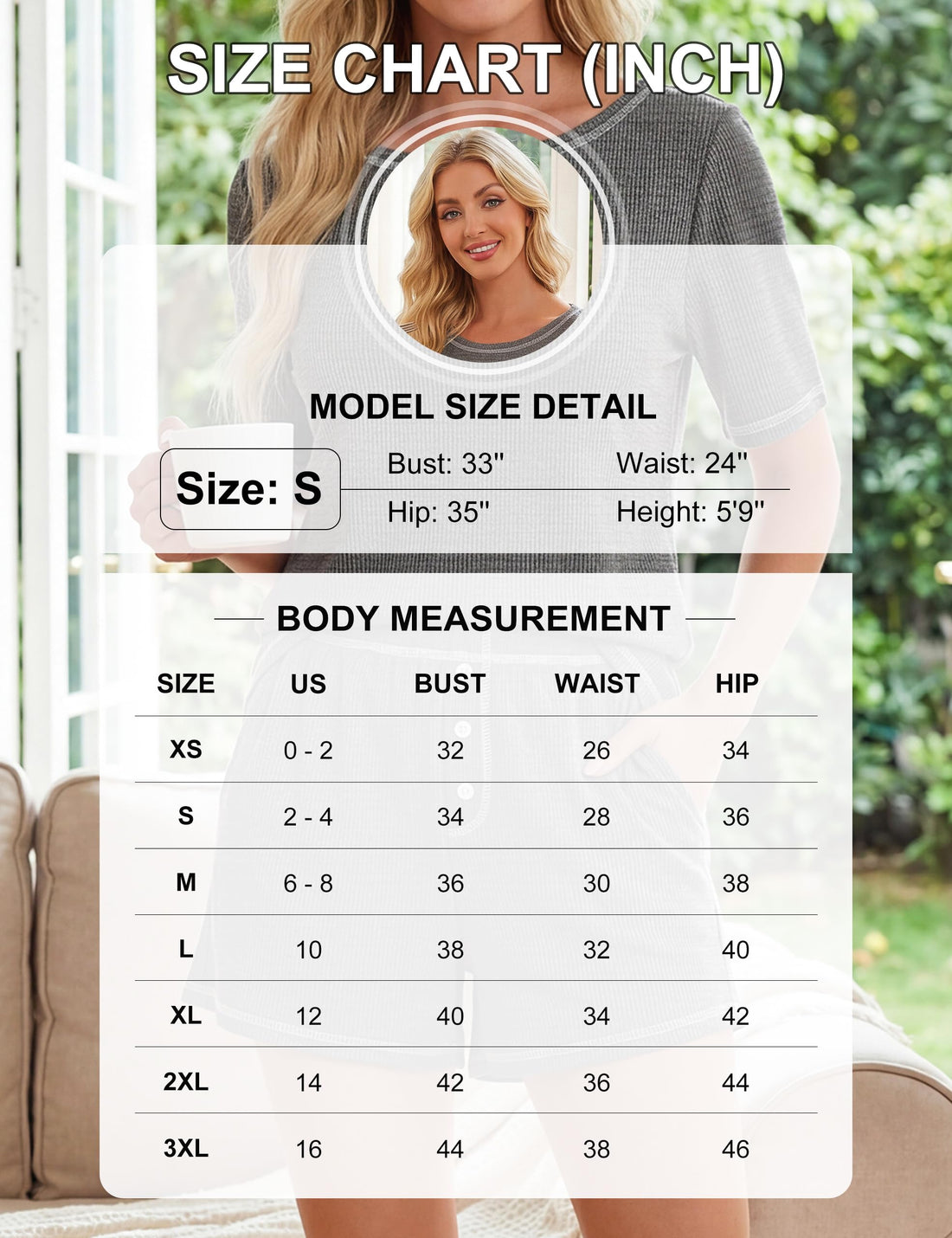 Blooming Jelly Womens Waffle Knit Cute Pajamas Sets Short Sleeve 2 Piece Pj Lounge Set Soft Sleepwear with Pockets
