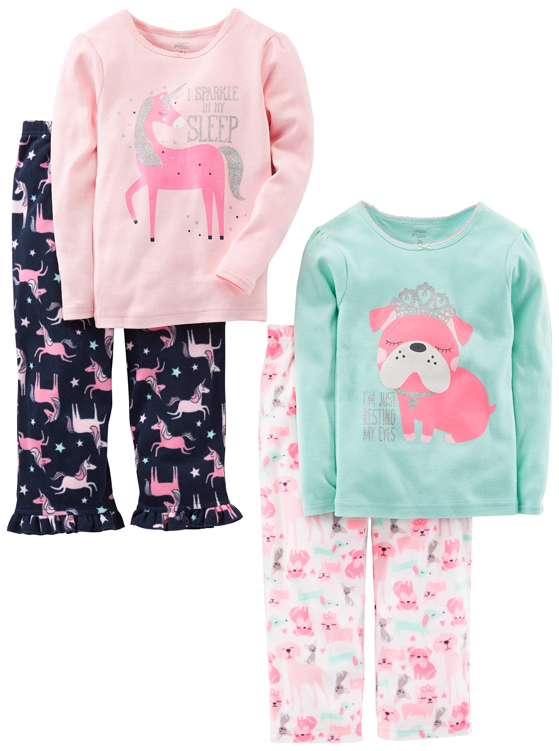 Simple Joys by Carter's Girls' 4-piece Polyester Pajamas