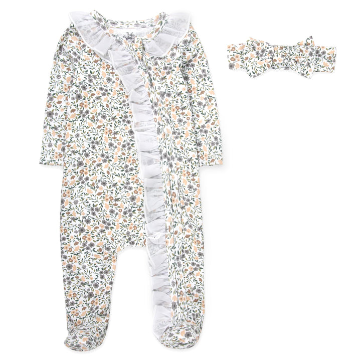 Baby Footie Bodysuit Headband or Hat 2 Piece Set – Christmas Thanksgiving Zip-Up Outfit,Holiday Pajamas for Infants