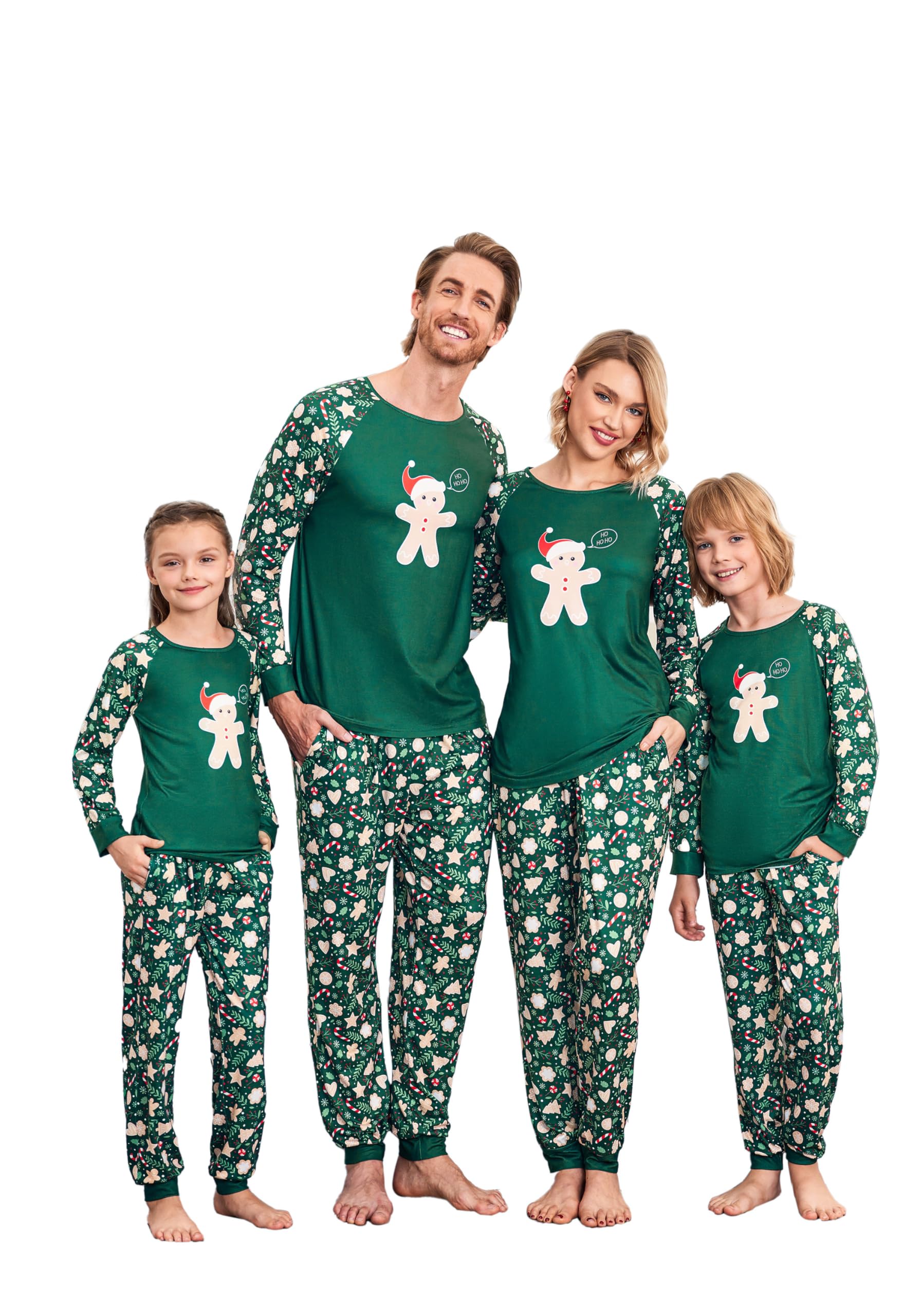 Ekouaer Christmas Pajamas for Family Long Sleeve Pjs Matching Sets with Plaid Pants Soft Sleepwear Loungewear