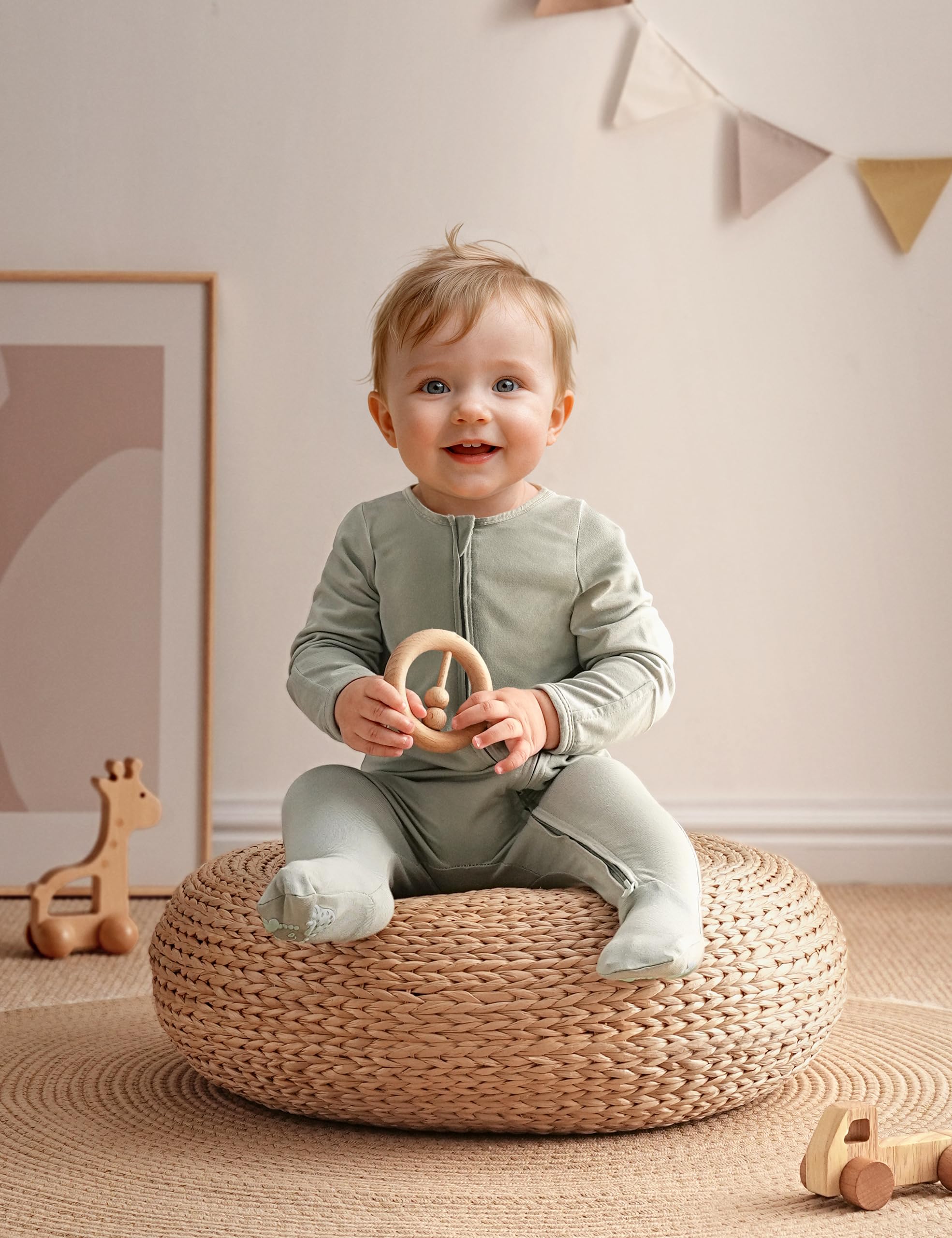 Yoofoss Rayon Made From Bamboo Baby Pajamas 3pcs Newborn Sleepers For Boy Girl Clothes, 0-3 3-6 6-9 Months Footed Pjs