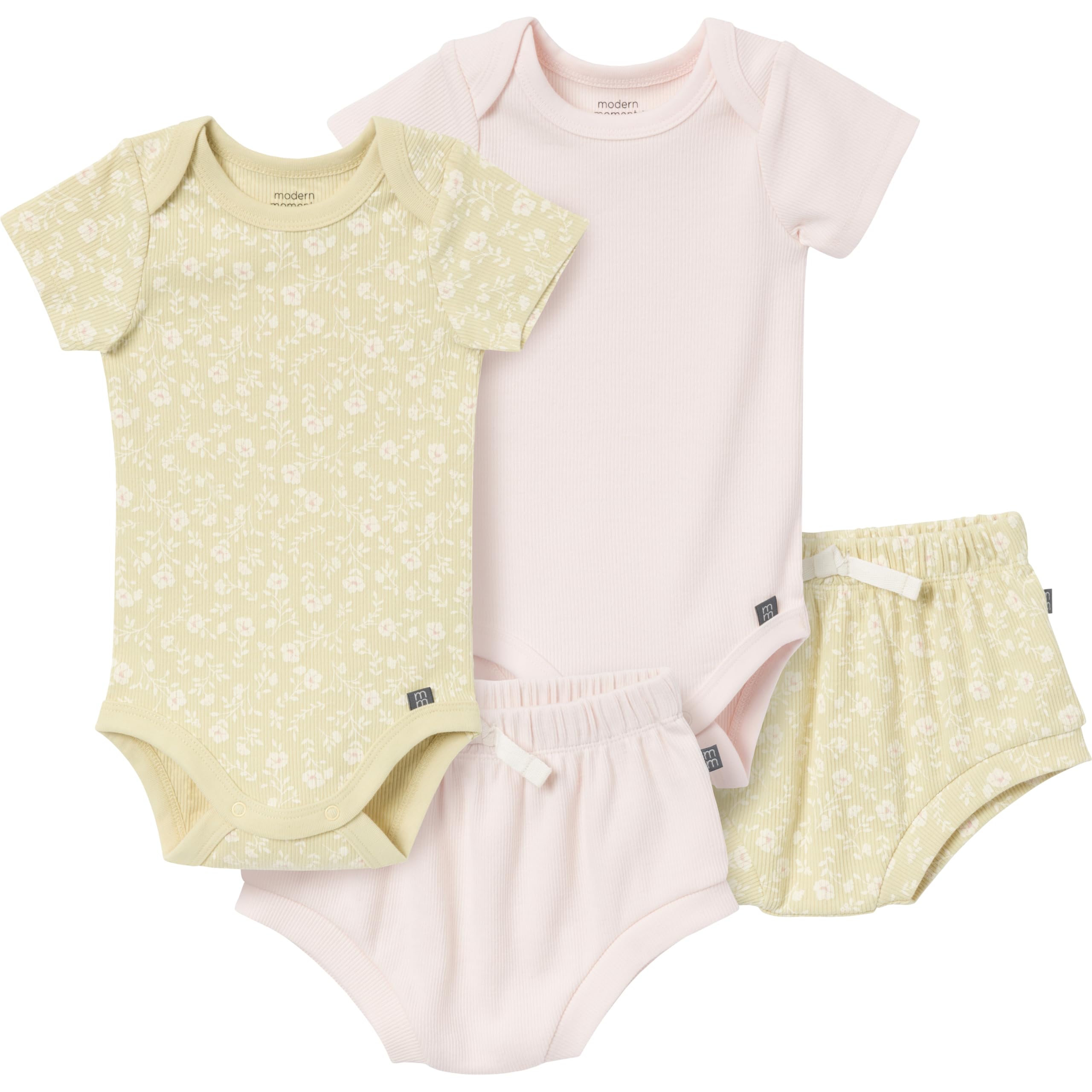 Modern Moments by Gerber Baby 4-pack Short-sleeve Bodysuits & Shortie Set WEBE CLOTHING