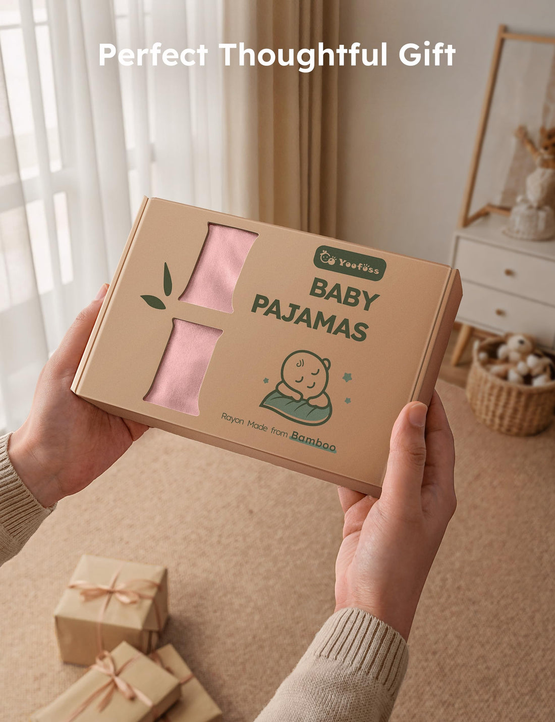 Yoofoss Rayon Made From Bamboo Baby Pajamas 3pcs Newborn Sleepers For Boy Girl Clothes, 0-3 3-6 6-9 Months Footed Pjs