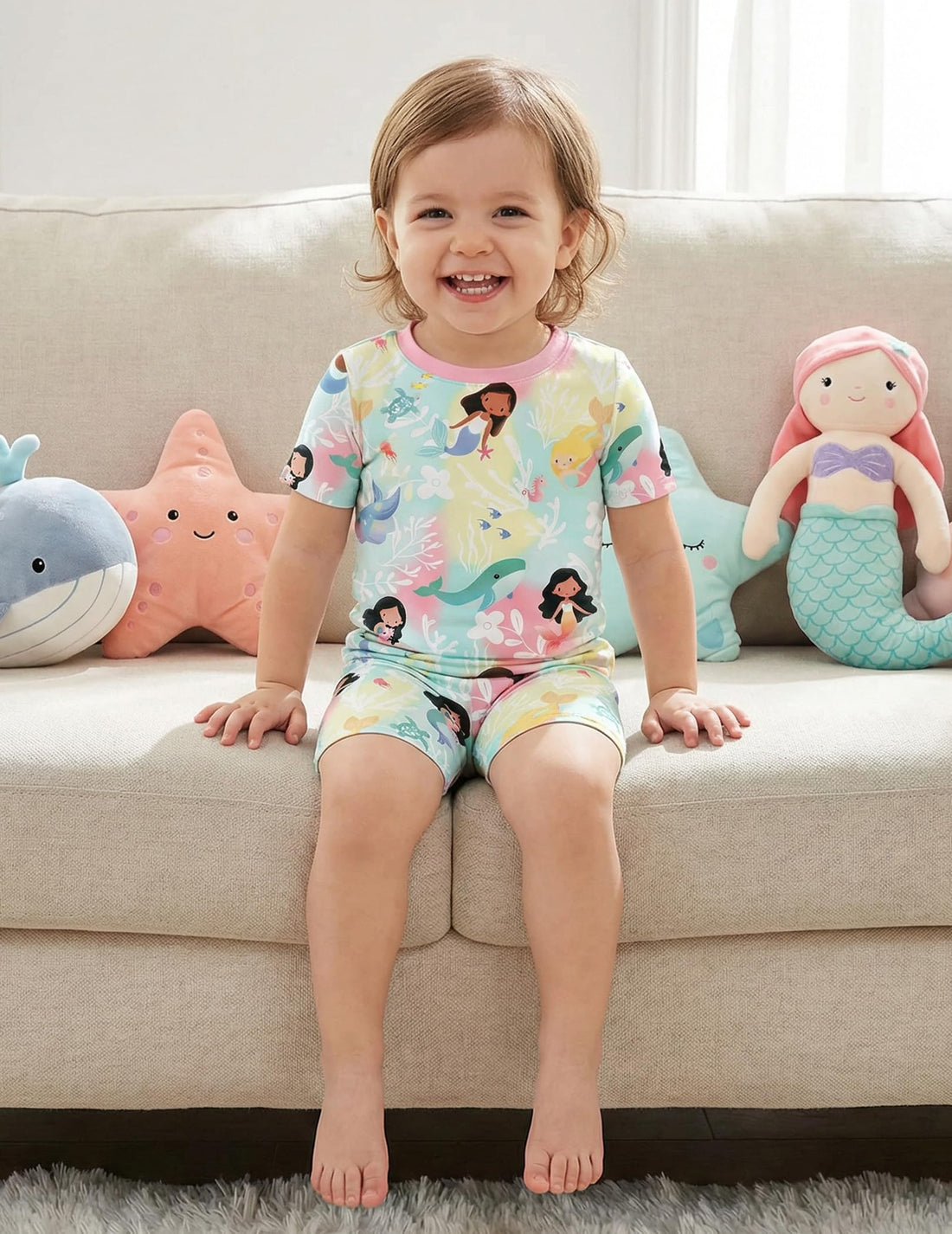 Arshiner Pajamas for Girls Summer Short Sleeve Sleepwear Kids Soft Cute Snug Fit Pjs Sets