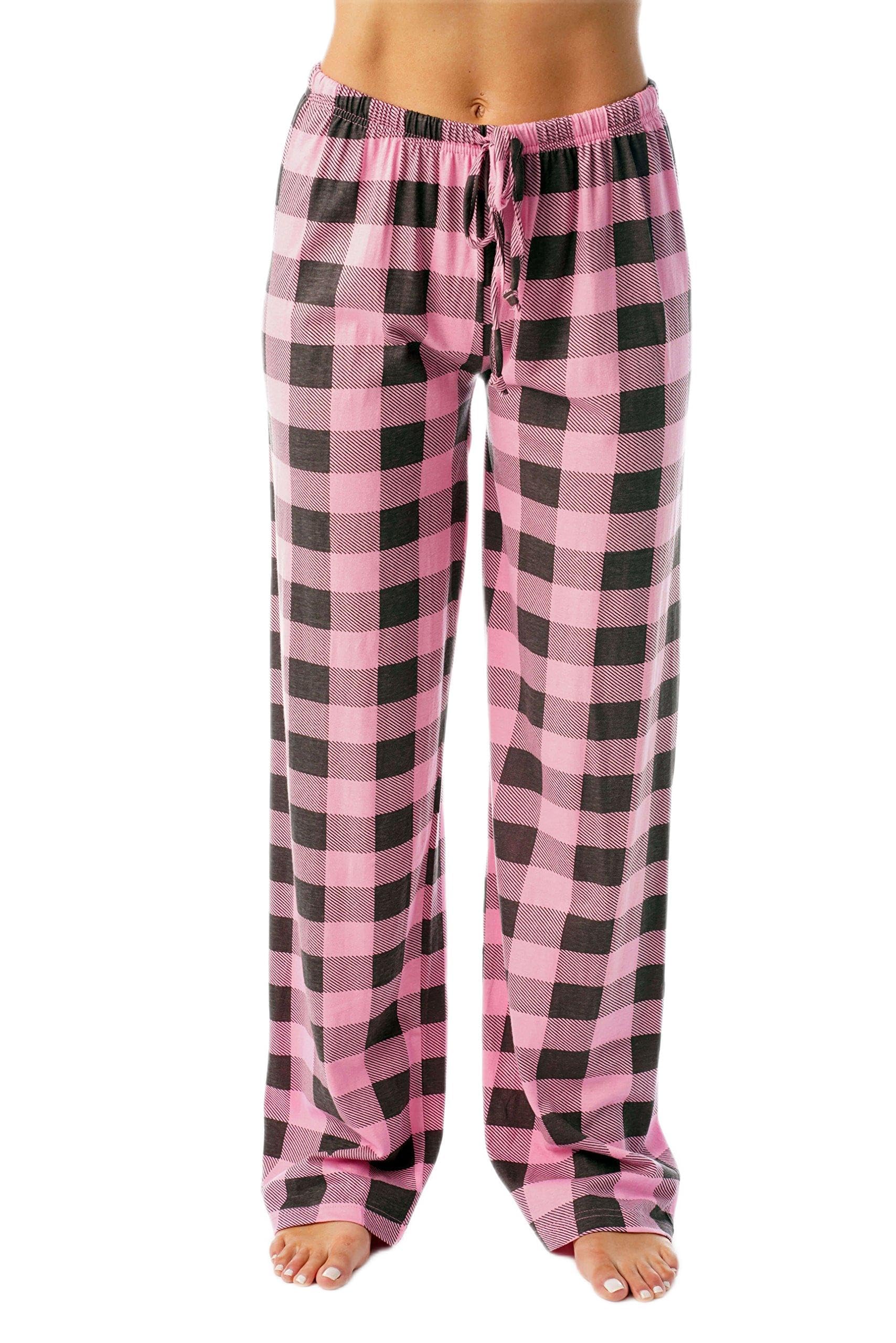 Just Love Women's Buffalo Plaid Pajama Pants, 100% Cotton Jersey Knit Sleep and Lounge PJ Bottoms