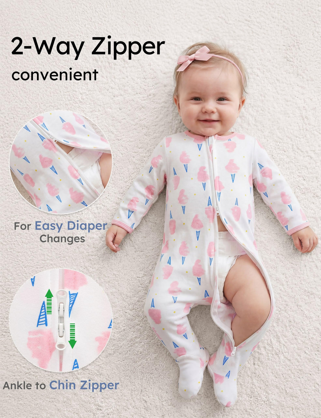Yoofoss Baby Pajamas 100% Organic Cotton Baby Sleepers for Newborn 0-3 3-6 6-9 Months Boys Girl Clothes 3pcs Footed PJs