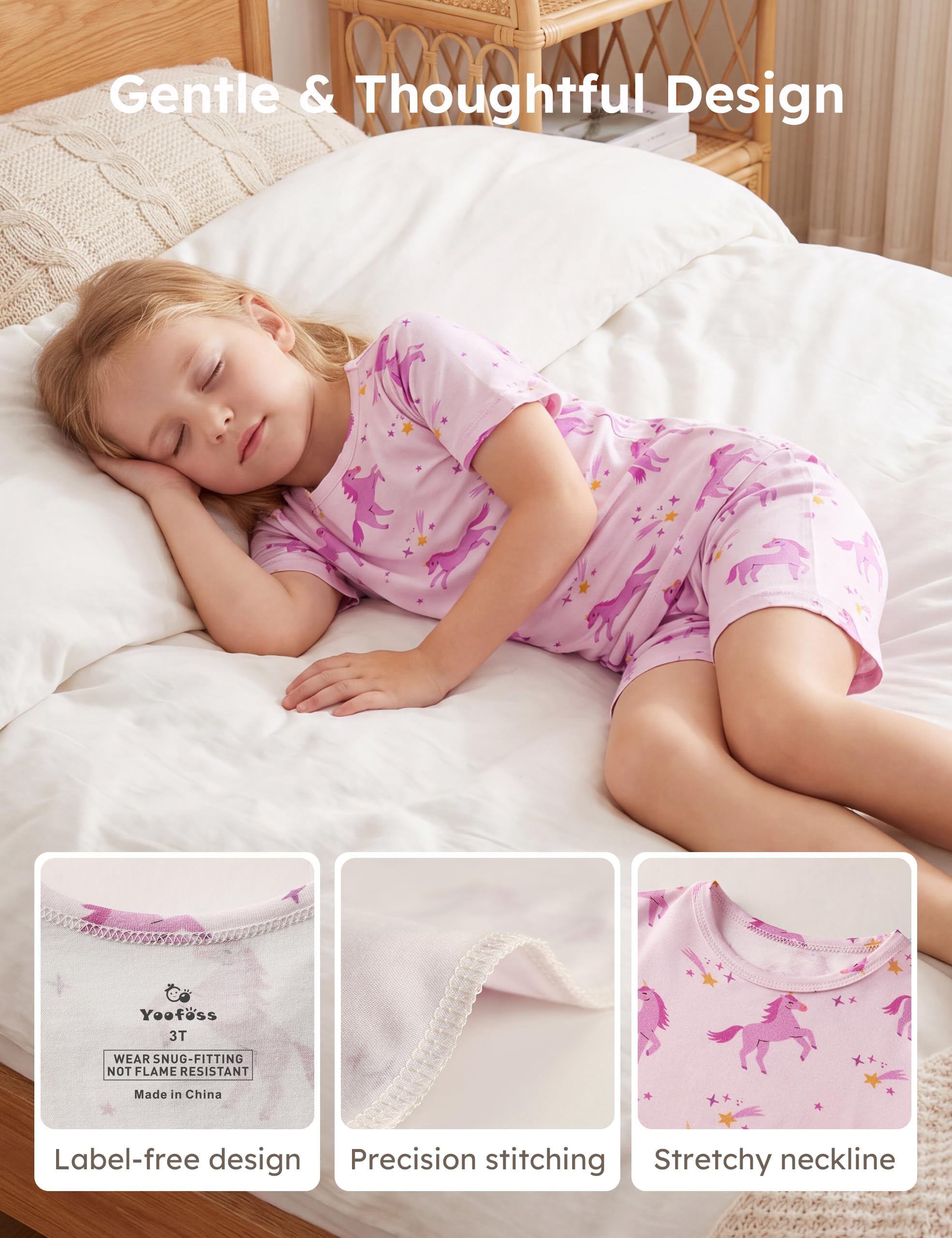 Yoofoss Toddler Pajamas Rayon Made from Bamboo Short Sleeve Baby Clothes Boys and Girls Kids Pajamas Set Pjs Soft Cool