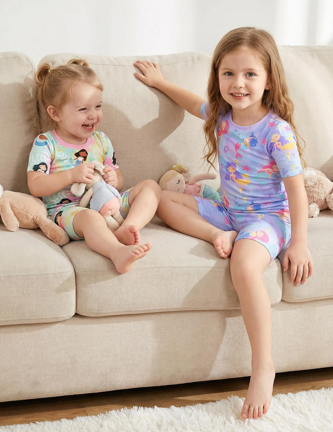 Arshiner Pajamas for Girls Summer Short Sleeve Sleepwear Kids Soft Cute Snug Fit Pjs Sets