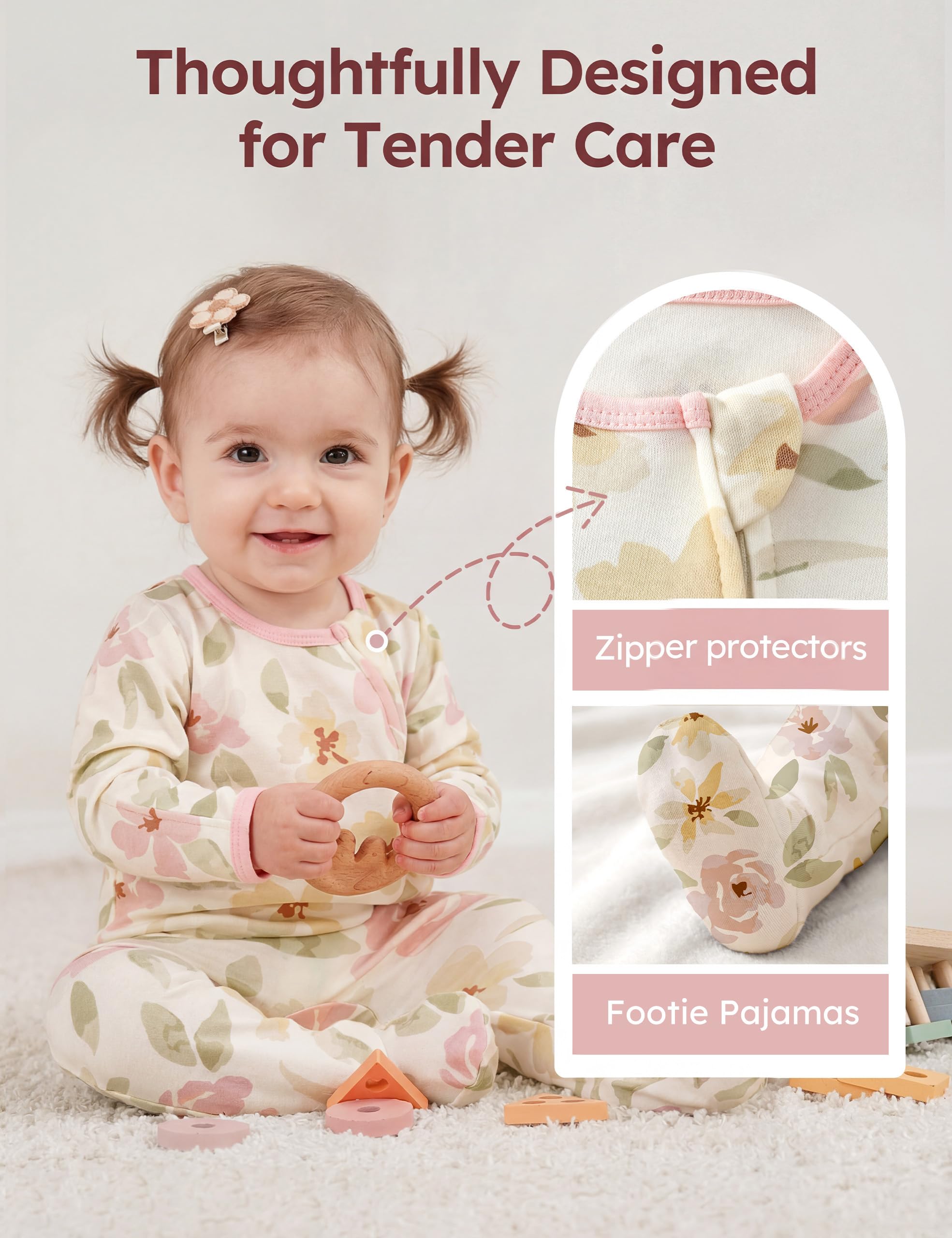 Unnivoll Baby Pajamas 100% Cotton Baby Sleepers for Newborn 0-3 3-6 6-9 Months 3Pcs Footie Pajamas Baby Boys Girls Clothes