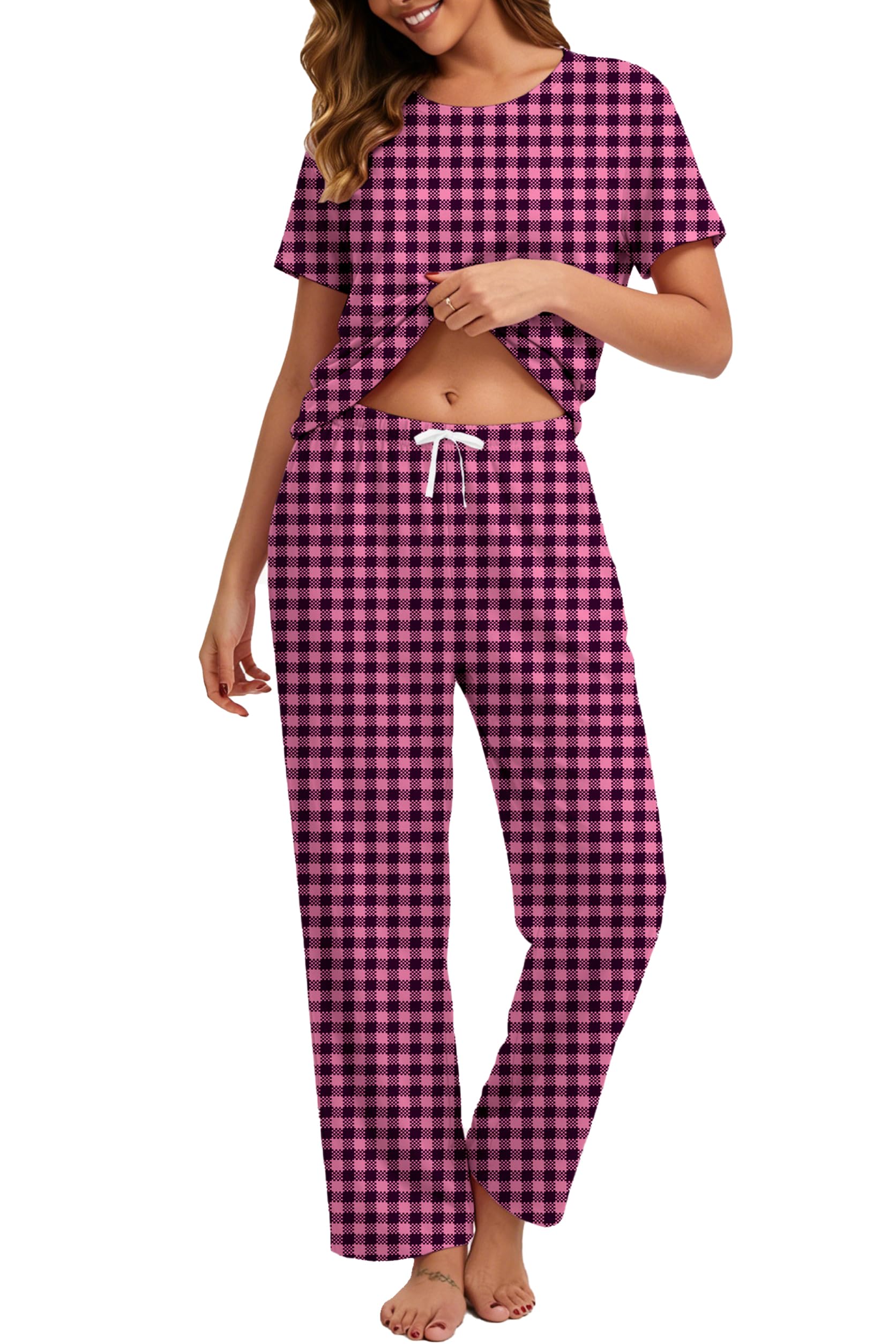 2 Piece Pjs Set For Womens Pajamas Lounge Set Long Sleeve Joggers Pants Sleepwear with Pockets WEBE CLOTHING