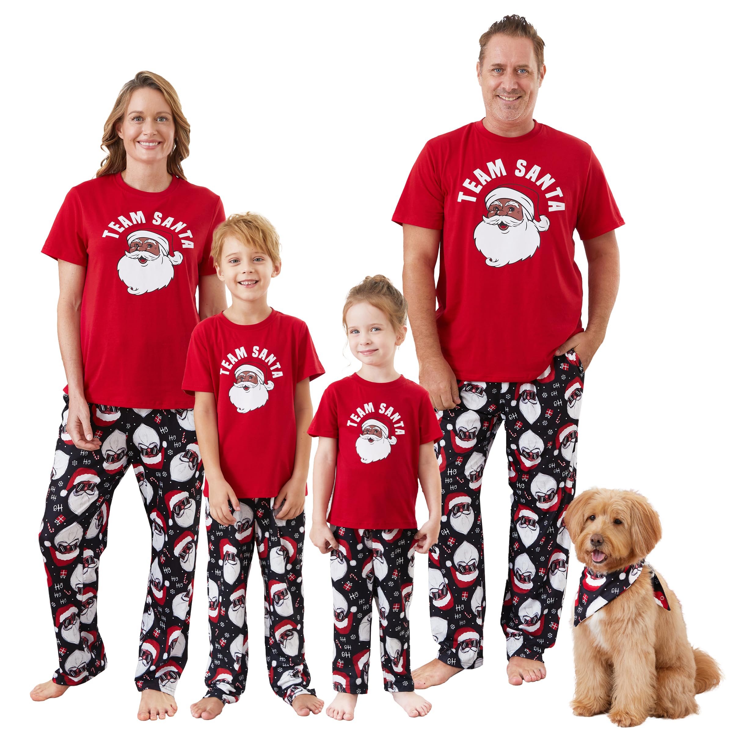 IFFEI Christmas Pajamas for Family Matching Holiday PJ's Sets with Short Sleeve Tee and Pants Loungewear