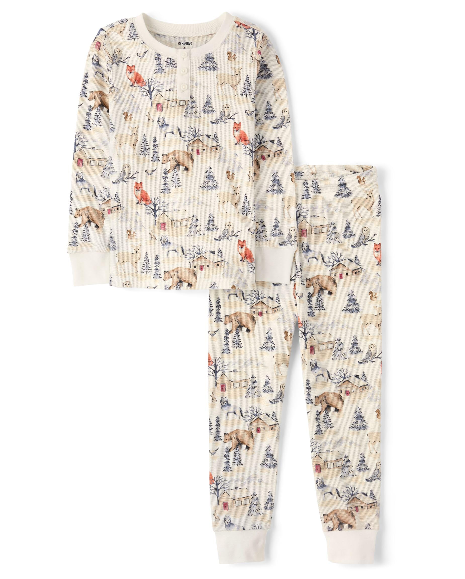 Gymboree Kids' And Toddler 100% Cotton Henley Long Sleeve Top and Pants, Gymmies Pajama Set