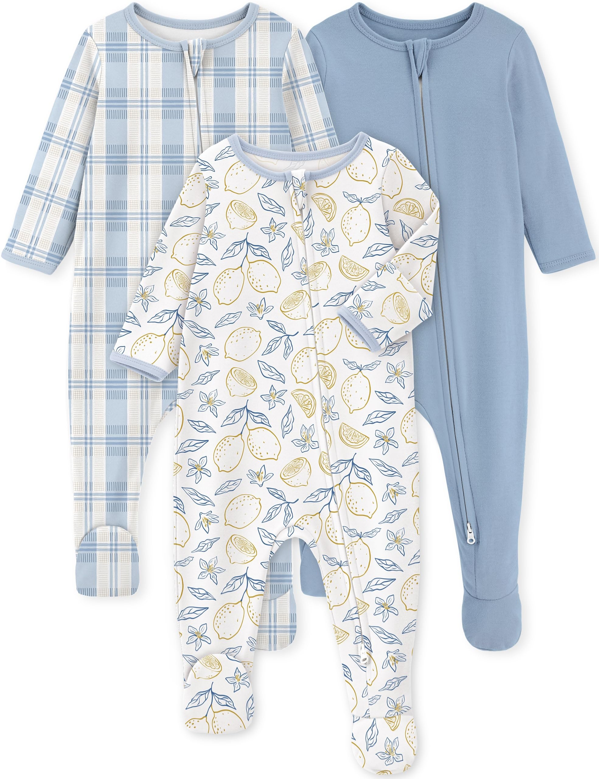 Yoofoss Baby Pajamas 100% Organic Cotton Baby Sleepers for Newborn 0-3 3-6 6-9 Months Boys Girl Clothes 3pcs Footed PJs