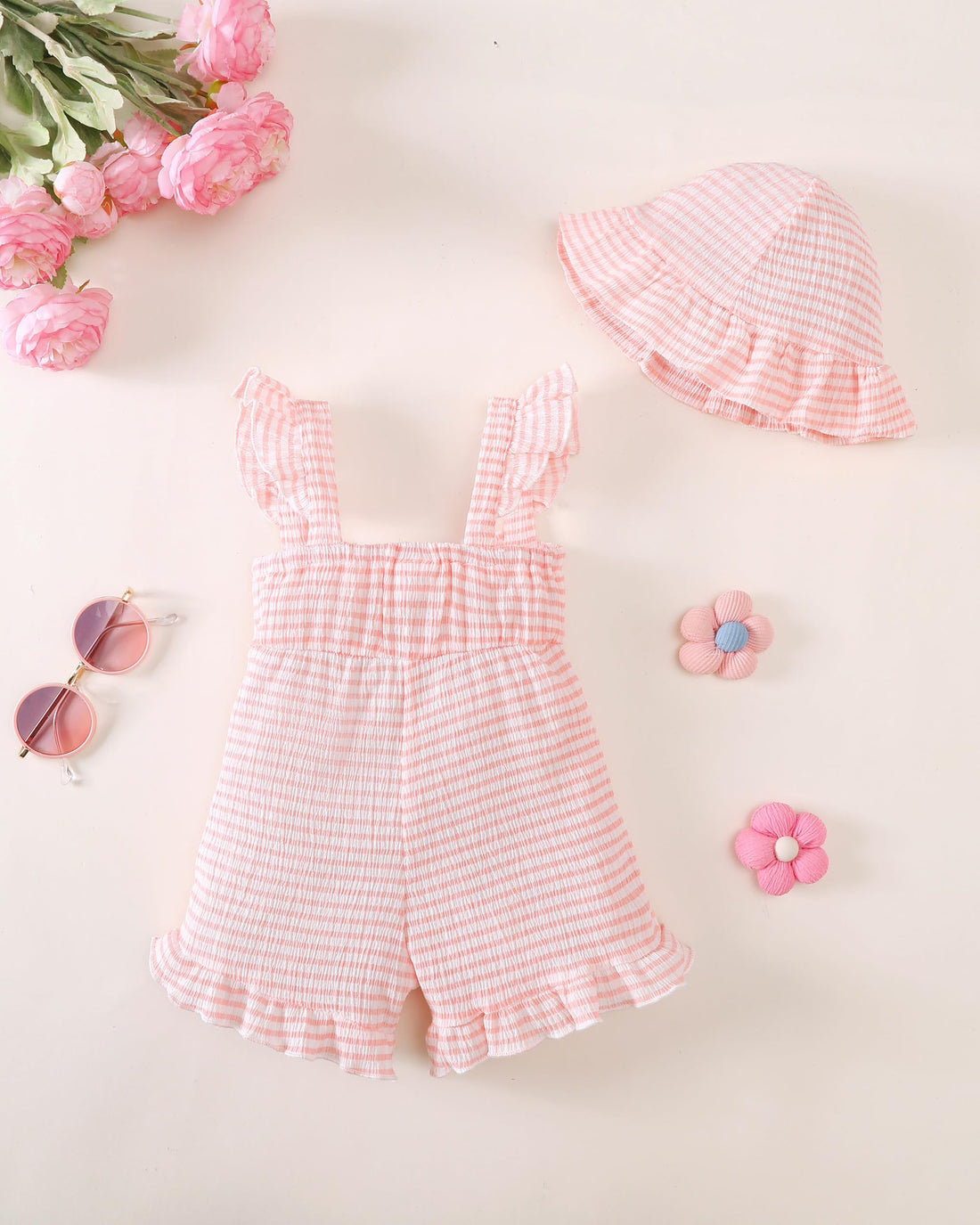 XUANHAO Baby Girl Clothes Summer Romper Outfits for Girls Cute Infant Toddler One-Piece Jumpsuit Ruffle Shorts Sets 6M-3Y WEBE CLOTHING