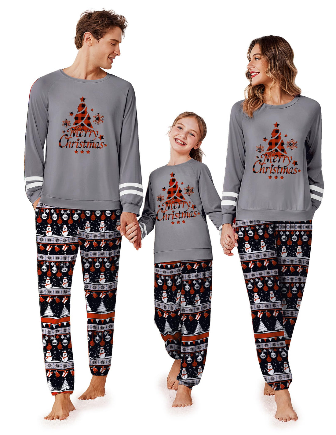 Ekouaer Family Christmas Pajamas Matching Sets Long Sleeve Couple Pjs Holiday Sleepwear Soft Loungewear with Pockets