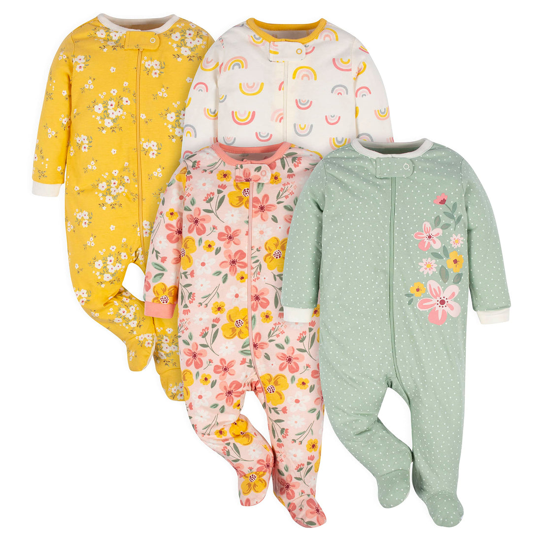 Gerber Baby Girls 4-Pack Sleep 'N Play Footie