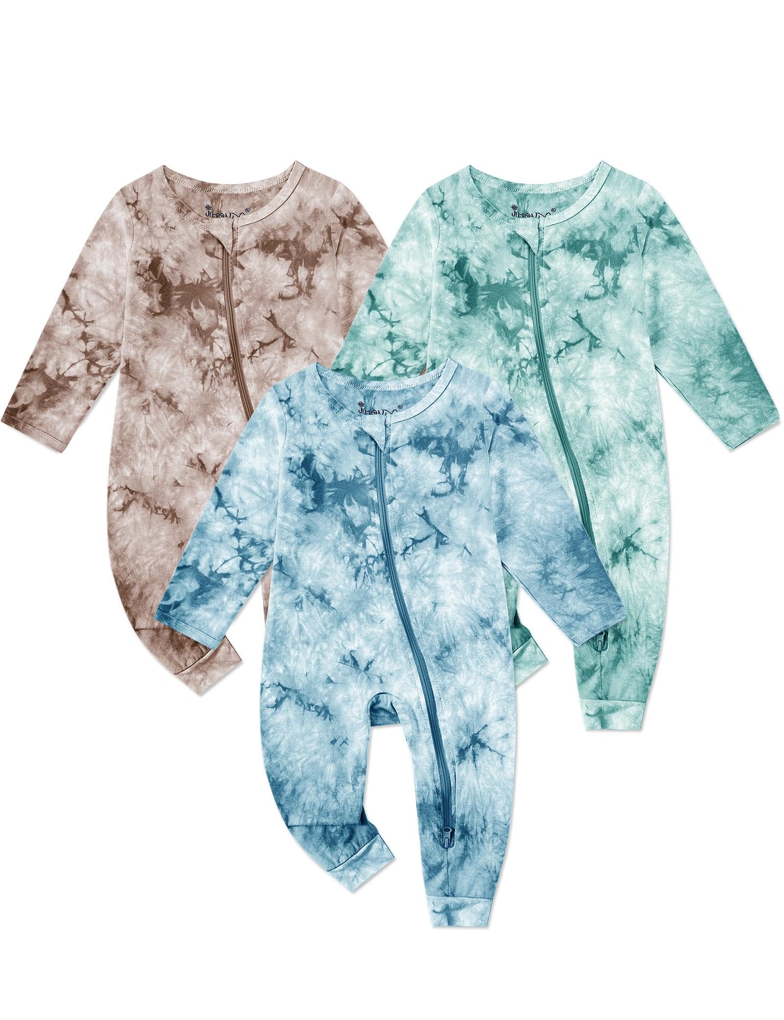 Baby Girls Boys Footless Romper 2 Way Zipper Soft Rayon Outfits, Outdoor Tie-dye Long Sleeve Clothes Jumpsuit WEBE CLOTHING