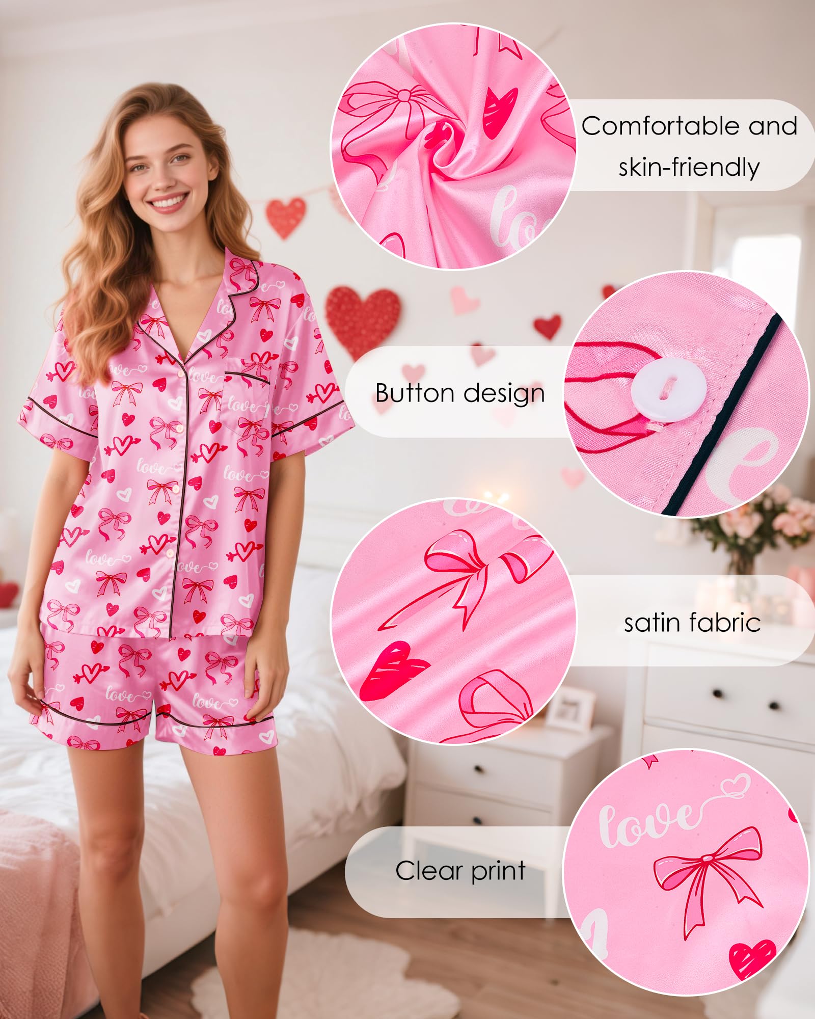 Silky Pajamas for Women Shorts Satin Pjs Button Down 2 Piece Cute Comfy Women's Sleepwear Lounge Set Summer S-XL WEBE CLOTHING