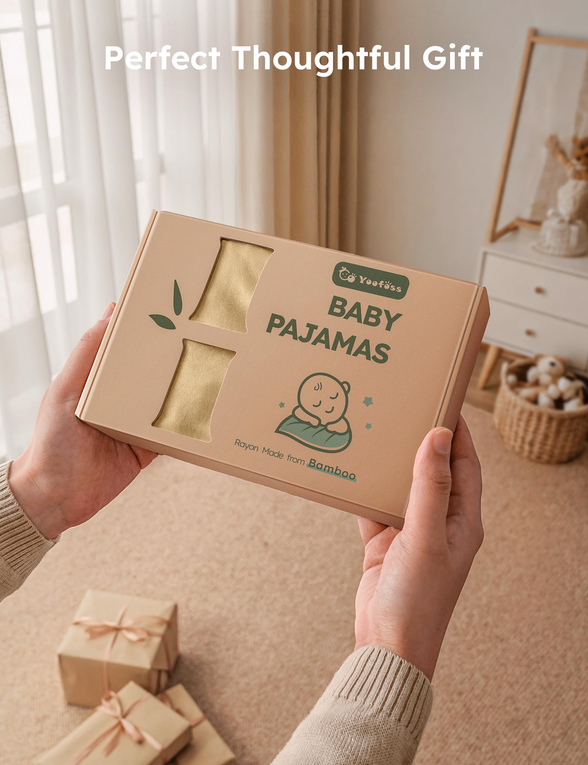 Yoofoss Rayon Made From Bamboo Baby Pajamas 3pcs Newborn Sleepers For Boy Girl Clothes, 0-3 3-6 6-9 Months Footed Pjs