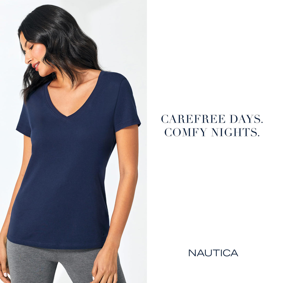 Nautica Womens Sleep Shirt - Lightweight, Breathable Pajama Top - Cotton Knit Jersey V-Neck Sleepwear and Loungewear WEBE CLOTHING
