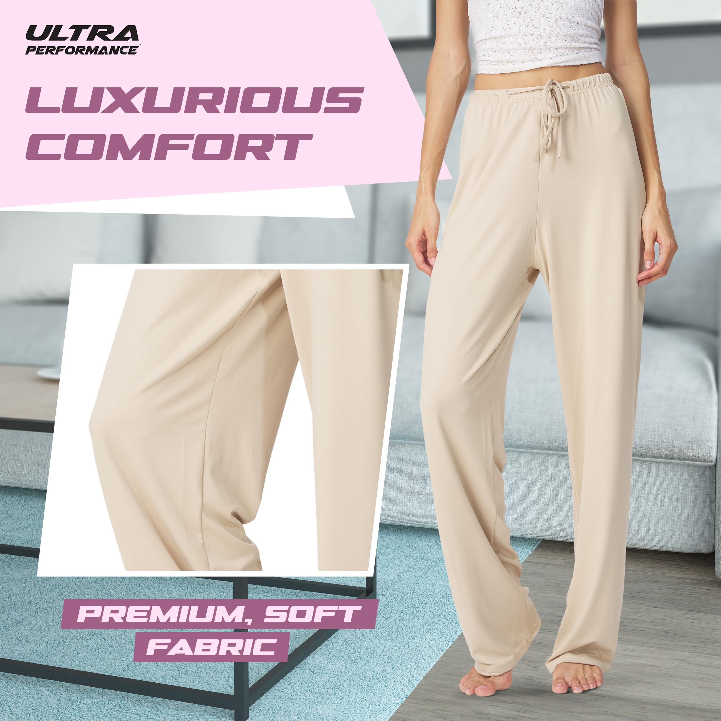 Ultra Performance Womens Pajama PJ Pants 3 Pack Lounge Bottoms Pajamas for Women (Avail in Plus Sizes)