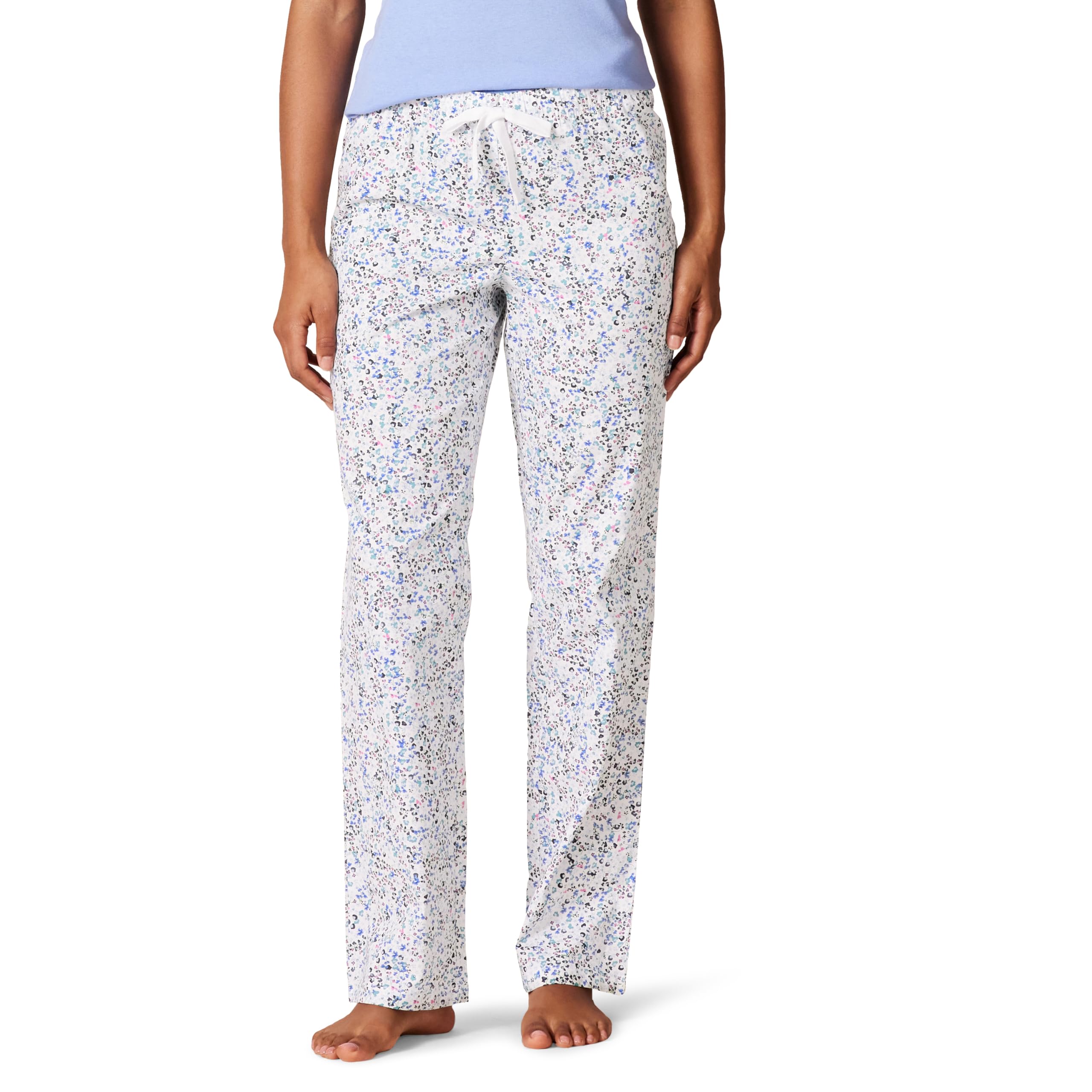 Amazon Essentials Women's Cotton Pajama Pants, Breathable Poplin Sleep Pant with Drawstring Elastic Waist
