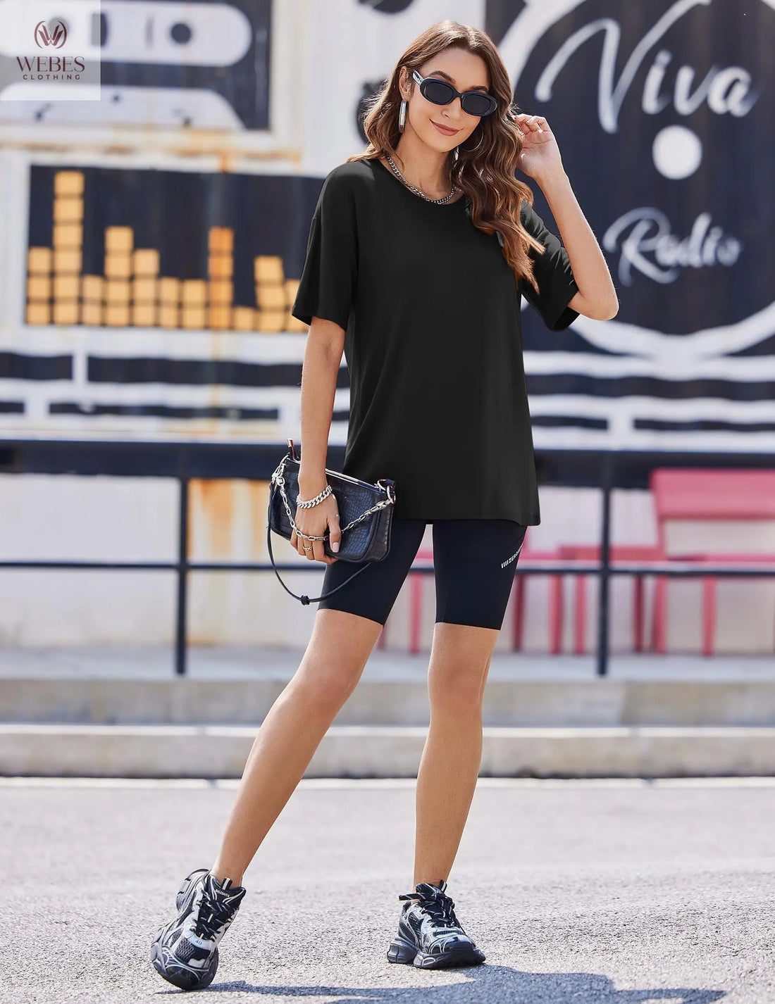 Ekouaer 2 Pack Womens Tops Short Sleeve Oversized T Shirts Summer Spring Tops 2025 Basic Casual Tee Top S-XXL