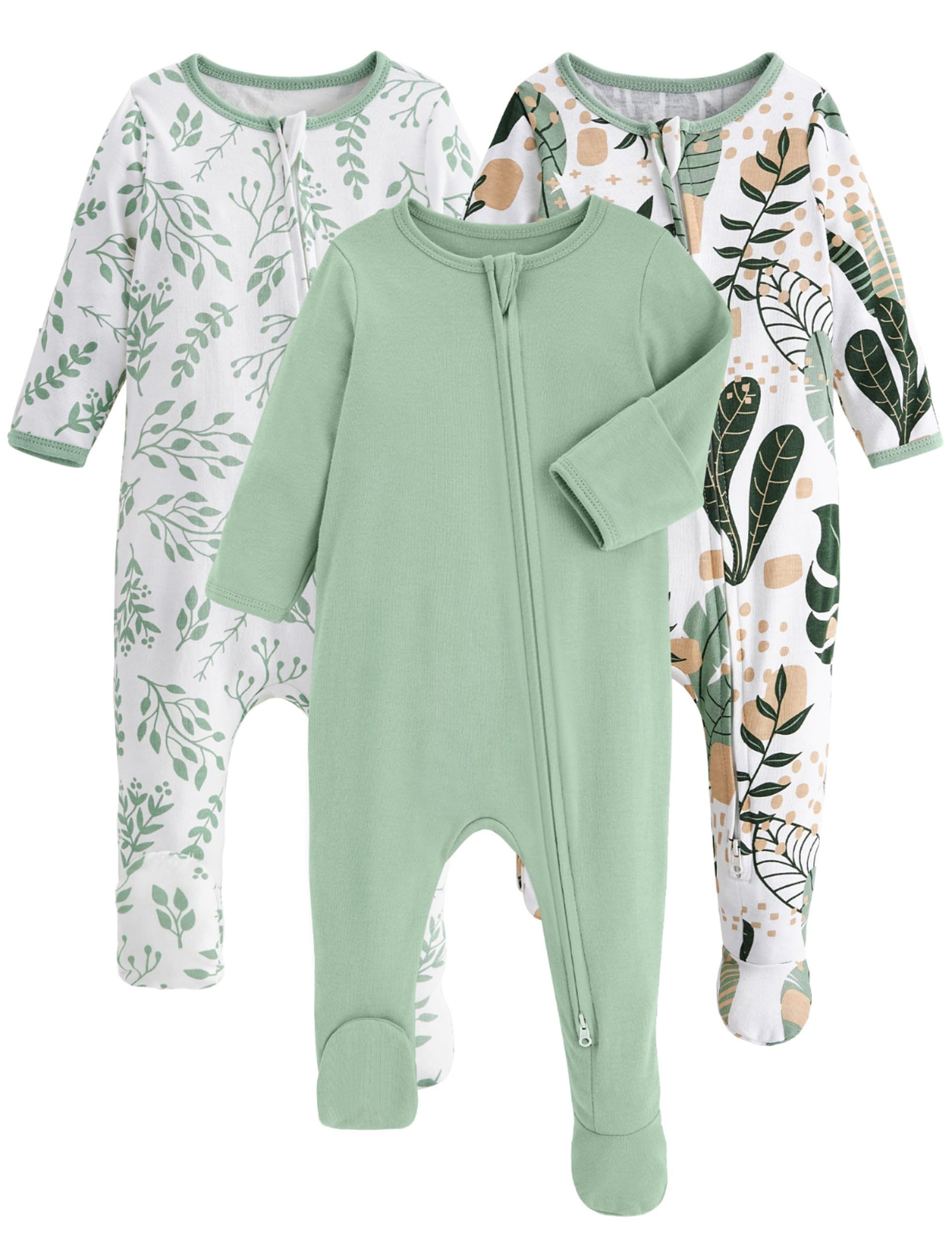 Yoofoss Baby Pajamas 100% Organic Cotton Baby Sleepers for Newborn 0-3 3-6 6-9 Months Boys Girl Clothes 3pcs Footed PJs