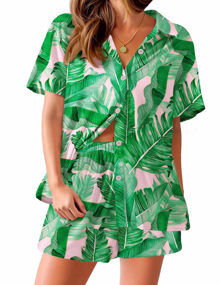 Ekouaer Pajama for Women Set Short Sleeve Button Down Pajamas Sets Soft Lounge Sets for Women Sleepwear PJS WEBE CLOTHING