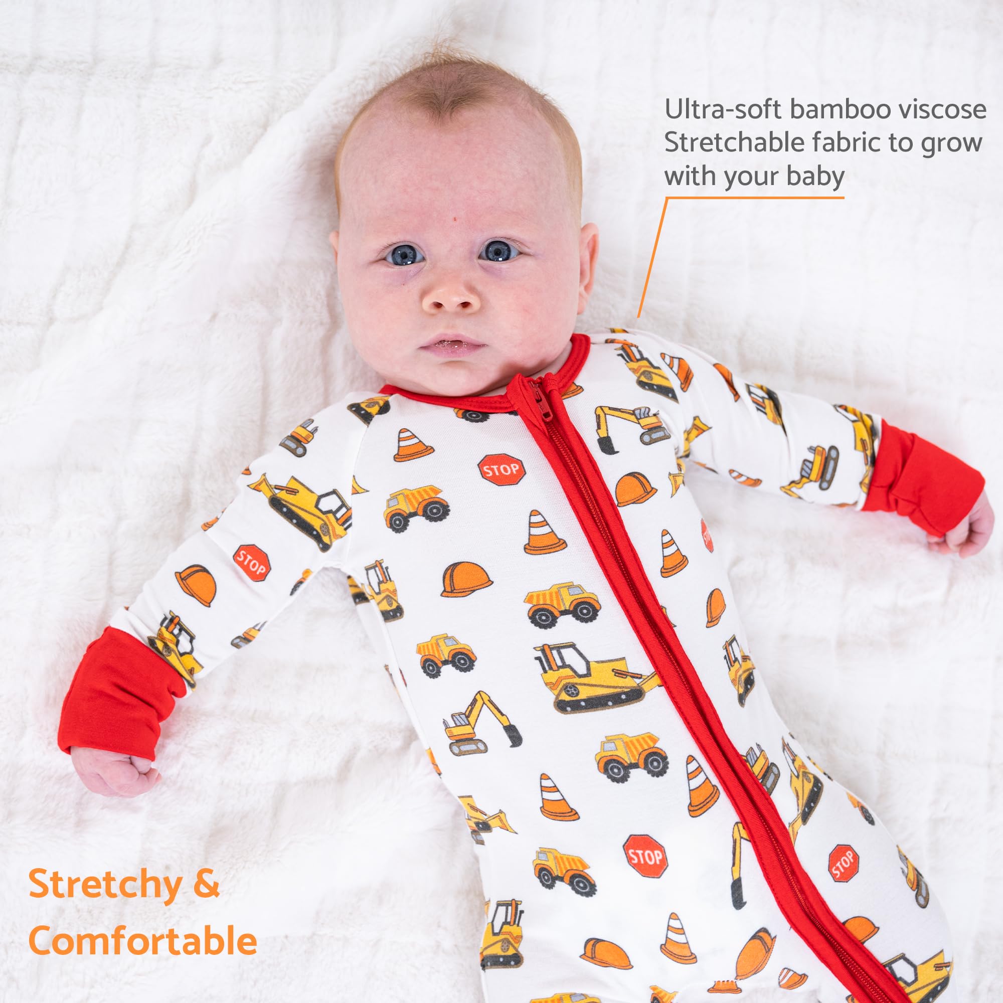 LollyBanks Baby Pajamas, Long Sleeve Baby Romper with 2-Way Zipper, 95% Viscose from Bamboo and 5% Spandex, Infant Sleepers