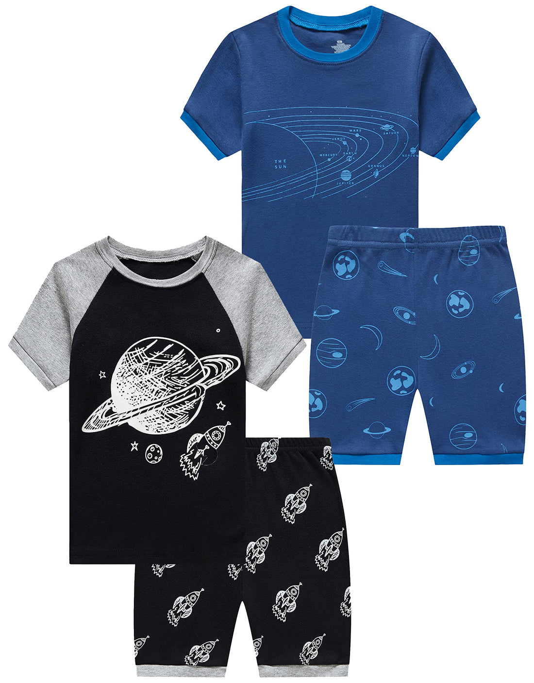 KikizYe Boys Short Sleeve Pajamas Kids Summer Pjs Children Pajamas