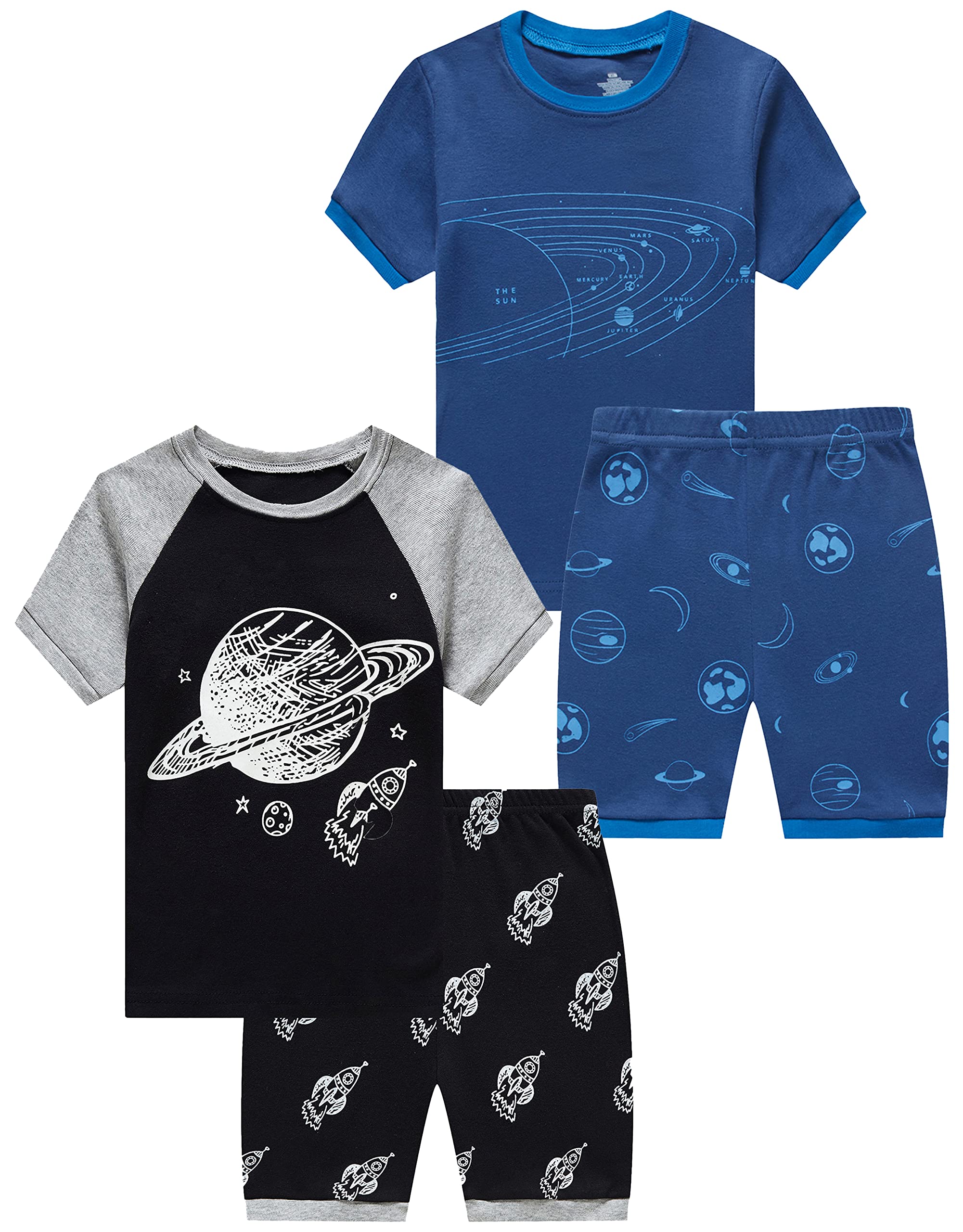 KikizYe Boys Short Sleeve Pajamas Kids Summer Pjs Children Pajamas