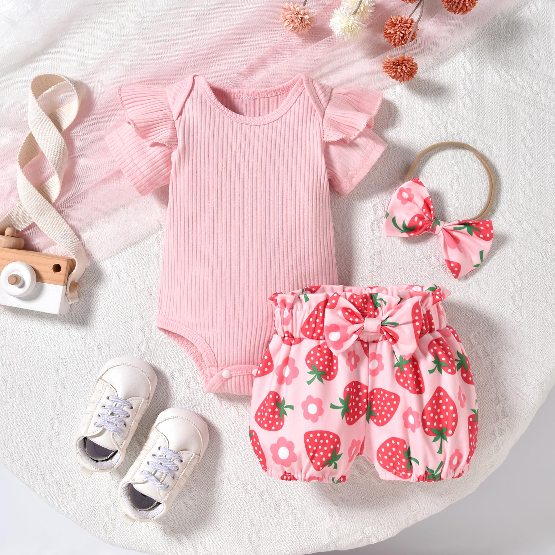 Aalizzwell Baby Girls Ribbed Bodysuit Bloomer Shorts Outfits Summer Clothes WEBE CLOTHING