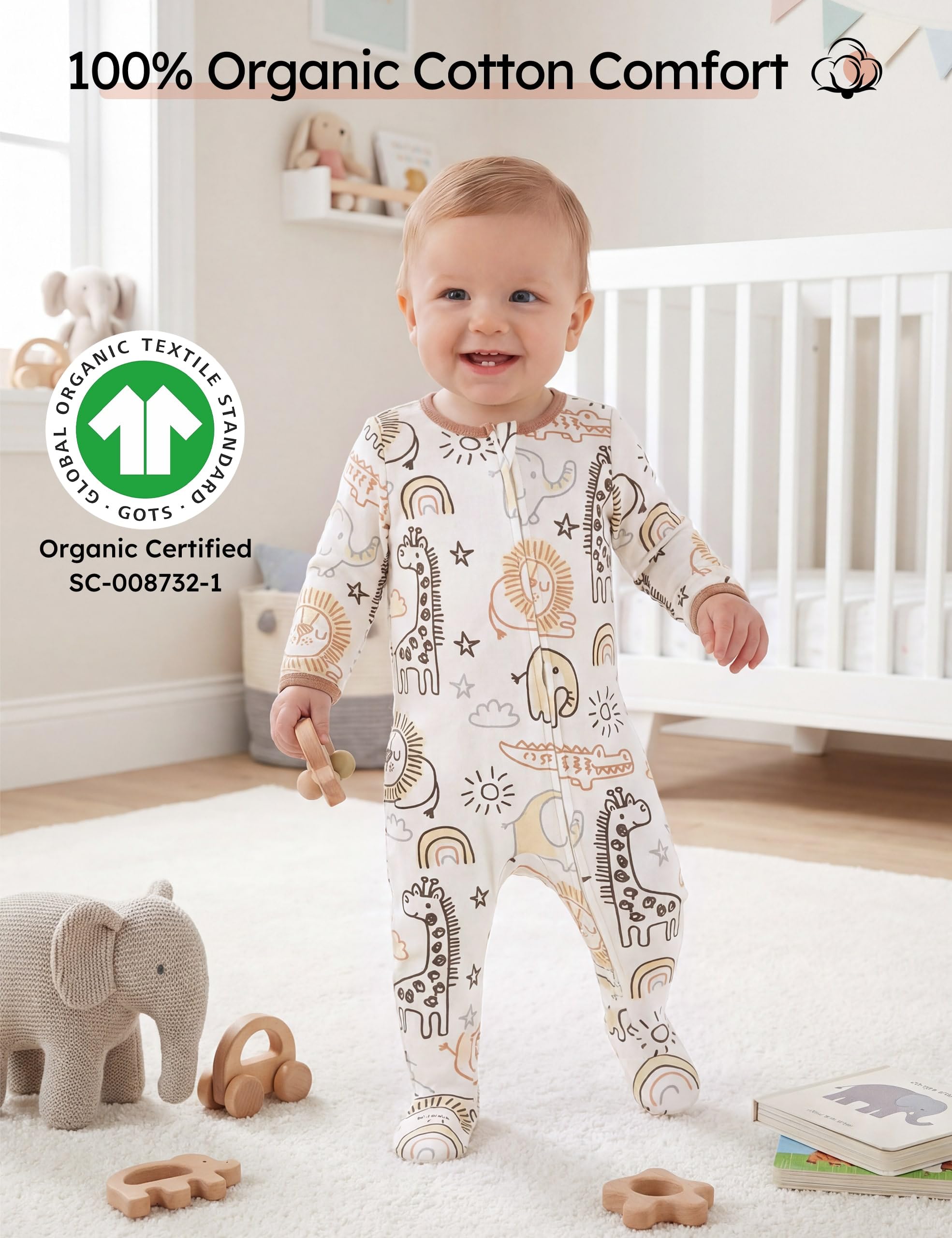 Yoofoss Baby Pajamas 100% Organic Cotton Baby Sleepers for Newborn 0-3 3-6 6-9 Months Boys Girl Clothes 3pcs Footed PJs