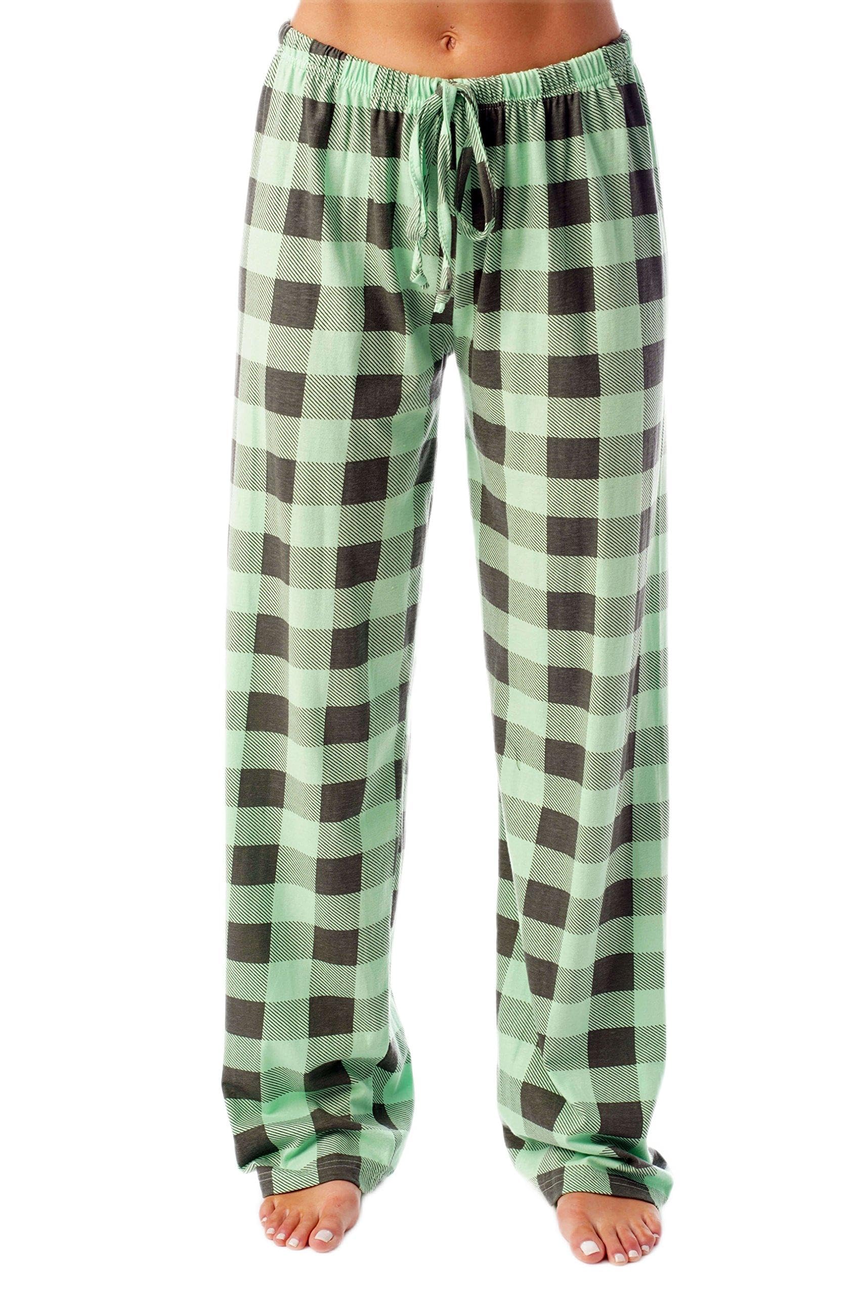 Just Love Women's Buffalo Plaid Pajama Pants, 100% Cotton Jersey Knit Sleep and Lounge PJ Bottoms