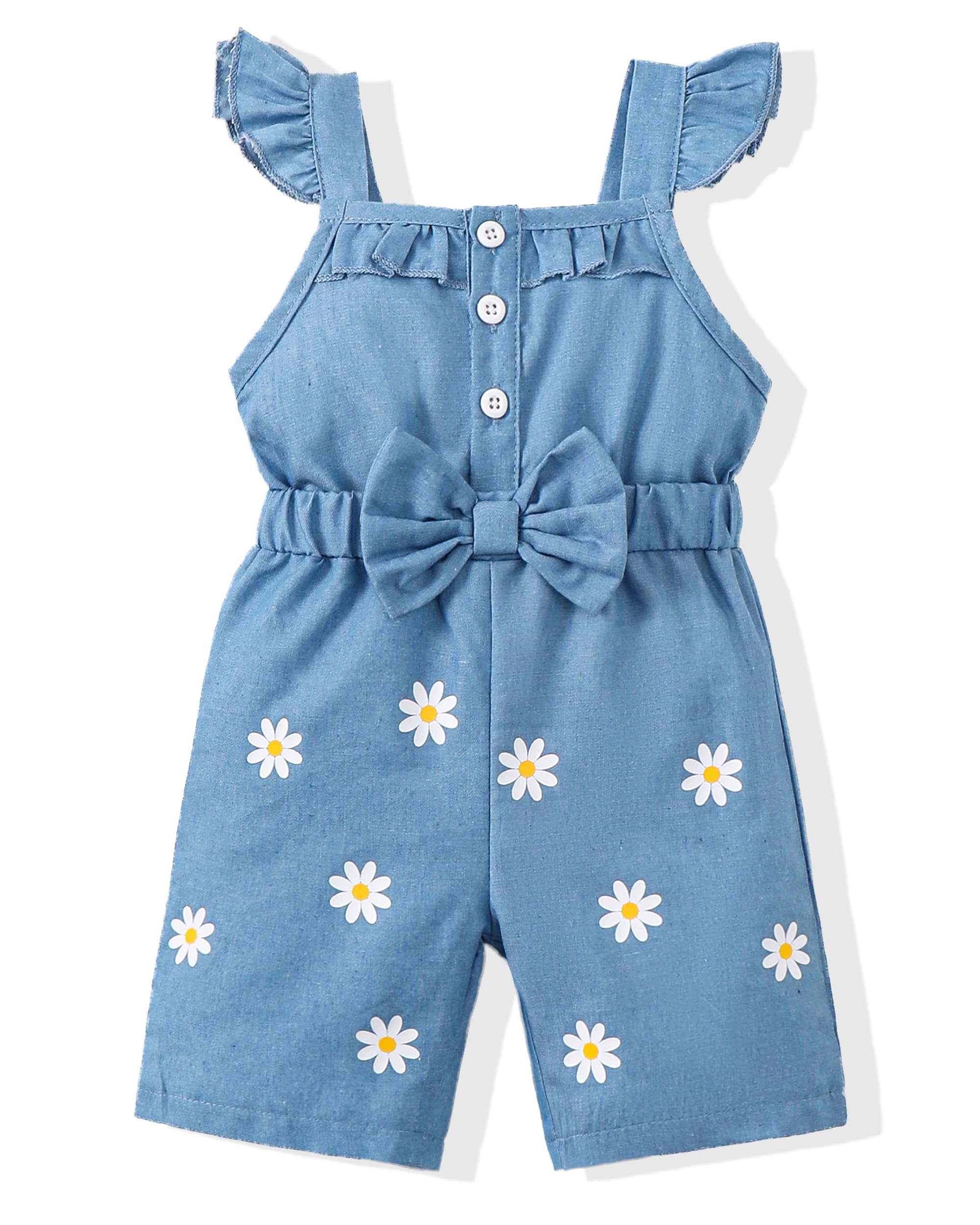 XUANHAO Baby Girl Clothes Summer Romper Outfits for Girls Cute Infant Toddler One-Piece Jumpsuit Ruffle Shorts Sets 6M-3Y WEBE CLOTHING