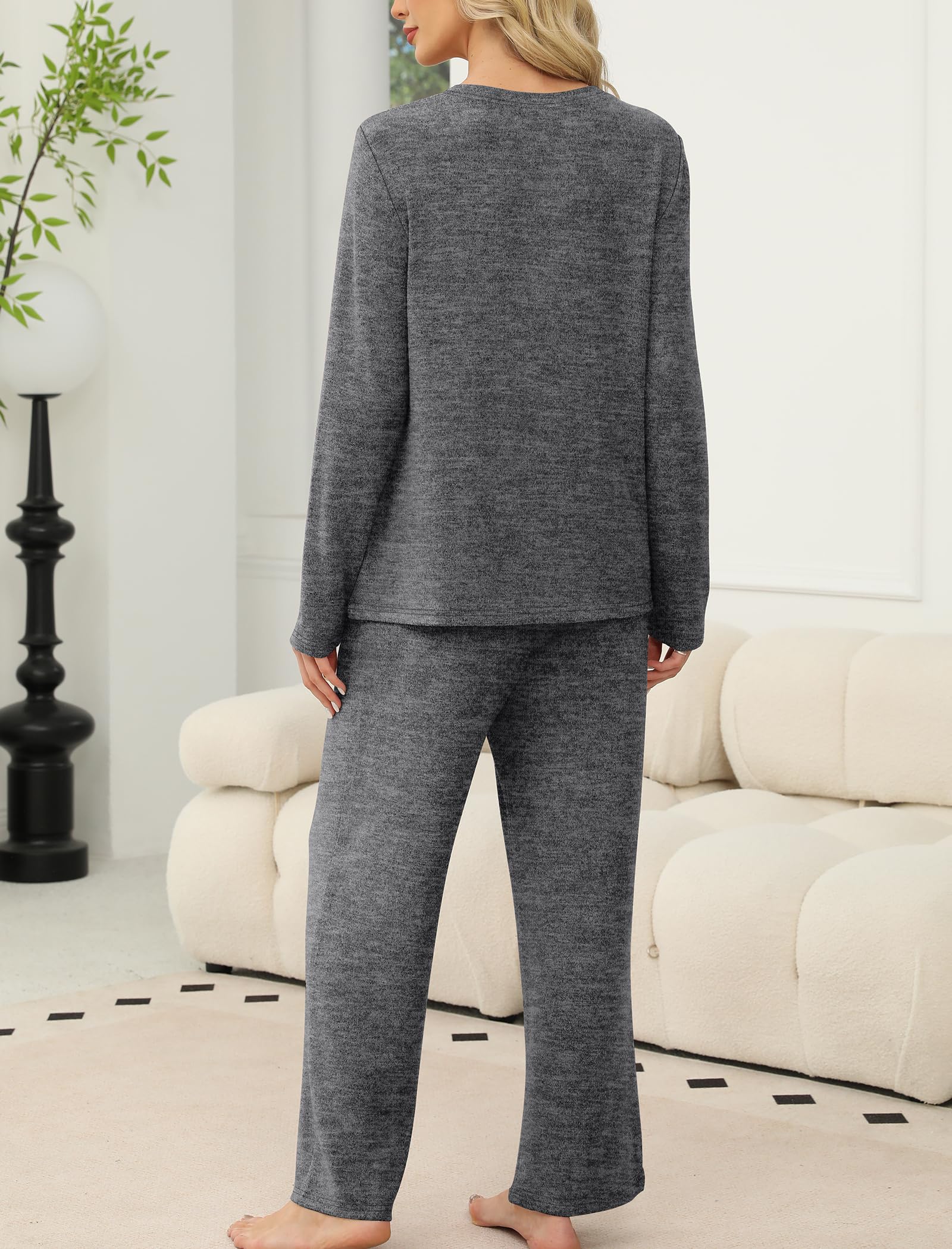 SAMPEEL Pajamas for Women Set Comfy Lounge Sets Two Piece Long Sleeve Cute Pjs Soft Sleepwear Winter Clothing