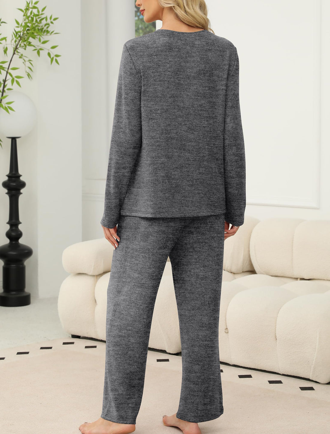 SAMPEEL Pajamas for Women Set Comfy Lounge Sets Two Piece Long Sleeve Cute Pjs Soft Sleepwear Winter Clothing