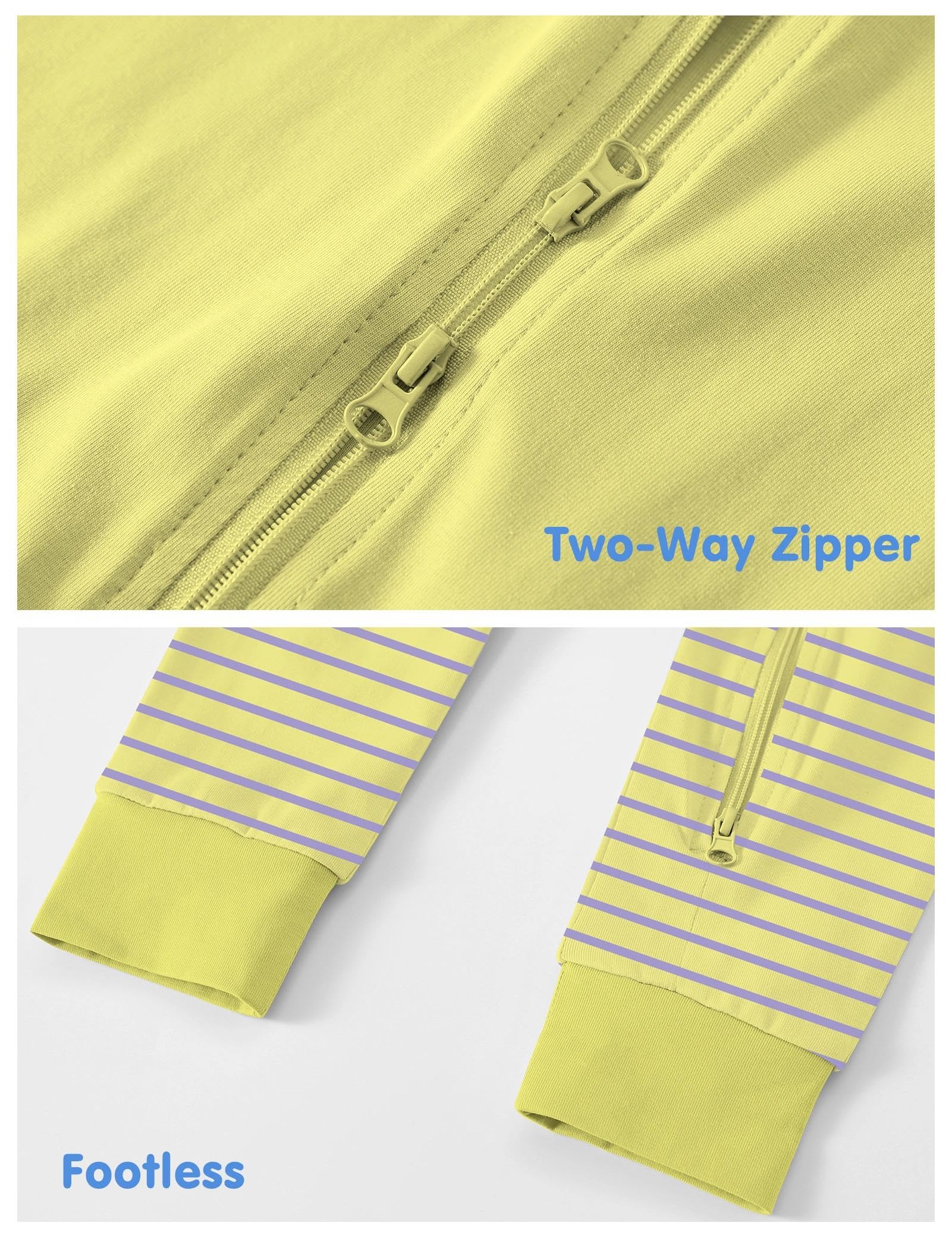 Jimonda Baby Romper 2 Pack Short Sleeve Pajamas Footless Sleepers Baby Boys Girls 2 Way Zipper Pjs Sleep and Play Clothes