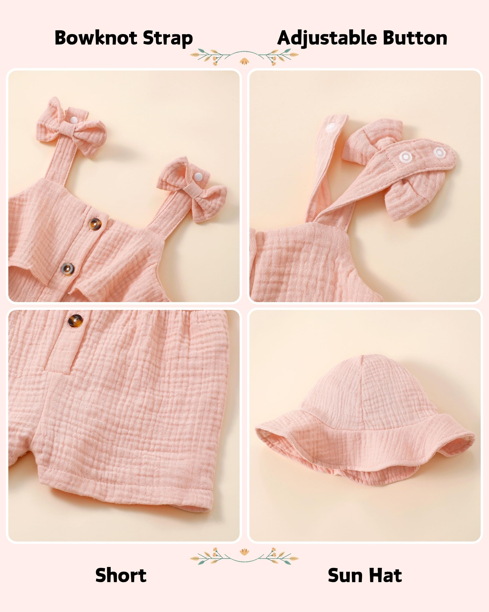 XUANHAO Baby Girl Clothes Summer Romper Outfits for Girls Cute Infant Toddler One-Piece Jumpsuit Ruffle Shorts Sets 6M-3Y WEBE CLOTHING