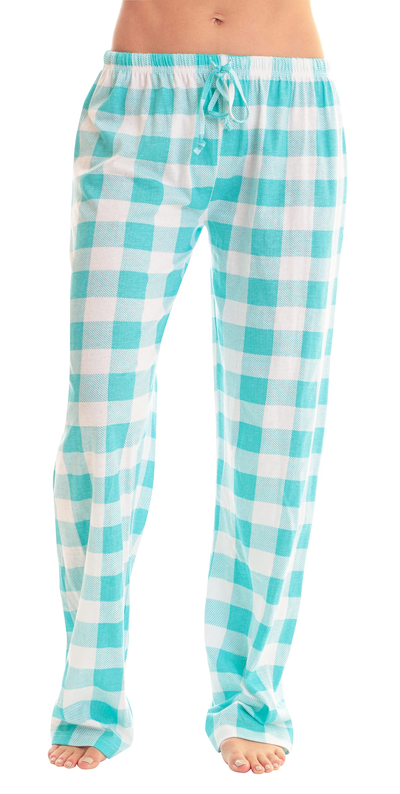 Just Love Women's Buffalo Plaid Pajama Pants, 100% Cotton Jersey Knit Sleep and Lounge PJ Bottoms