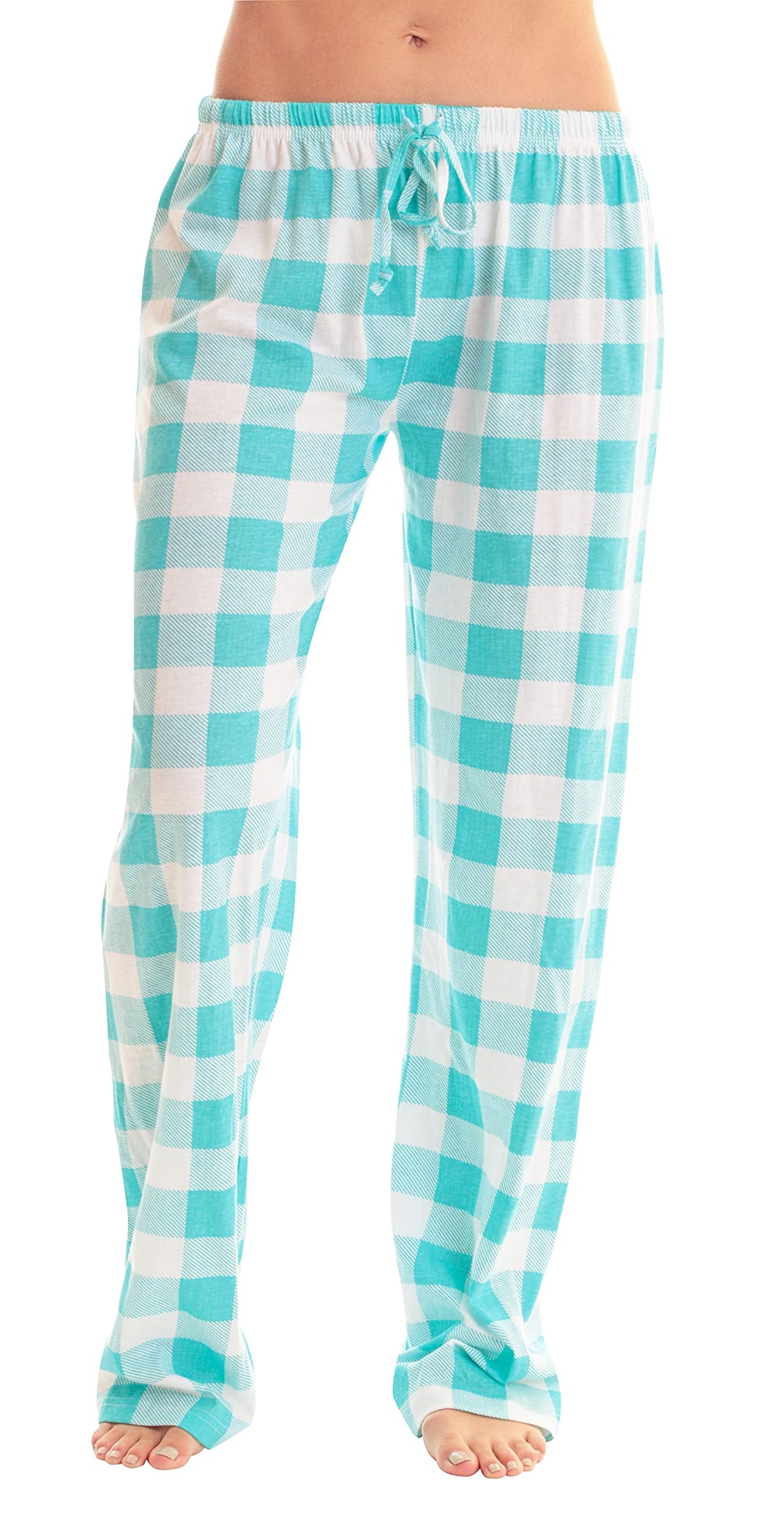 Just Love Women's Buffalo Plaid Pajama Pants, 100% Cotton Jersey Knit Sleep and Lounge PJ Bottoms