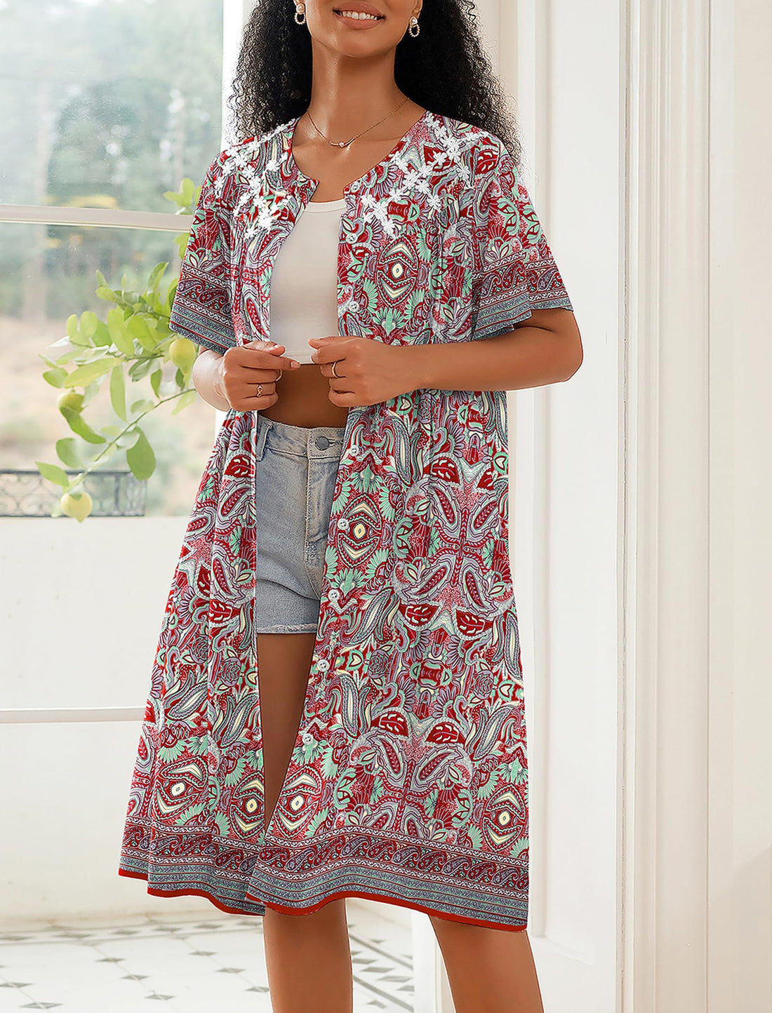 Ekouaer House Dress for Women Button Down Nightgown Short Sleeve Housecoat with pockets S-4XL WEBE CLOTHING