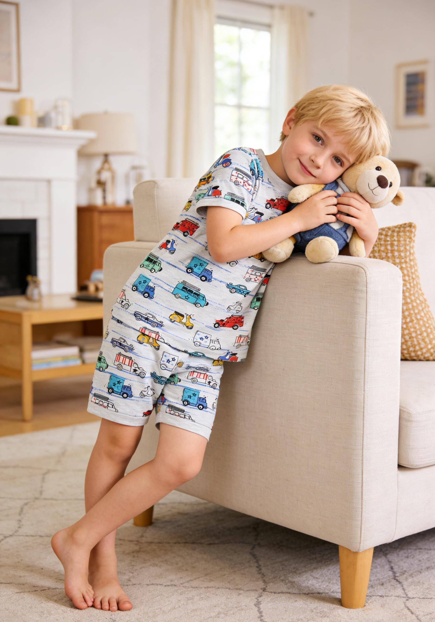 Little Hand Toddler Boys Pajamas Kids Dinosaur Summer PJS Monster Truck Boy Tractor Jammies Hockey Short Sets 2-7 Years